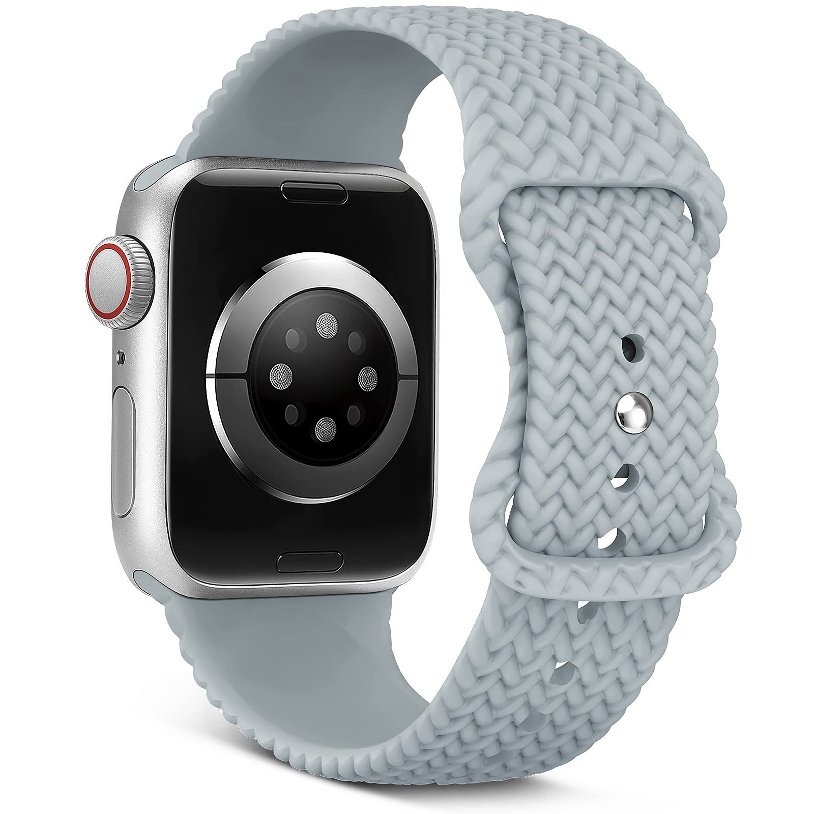 OHOTLOVE Silicone Braided Bands Compatible with Apple Watch Band 38mm 40mm 41mm 42mm 44mm 45mm Women Men, Silicone Braided Design Wristband Strap with iWatch Series 9 8 7 6 5 4 3 SE.Patents Pending