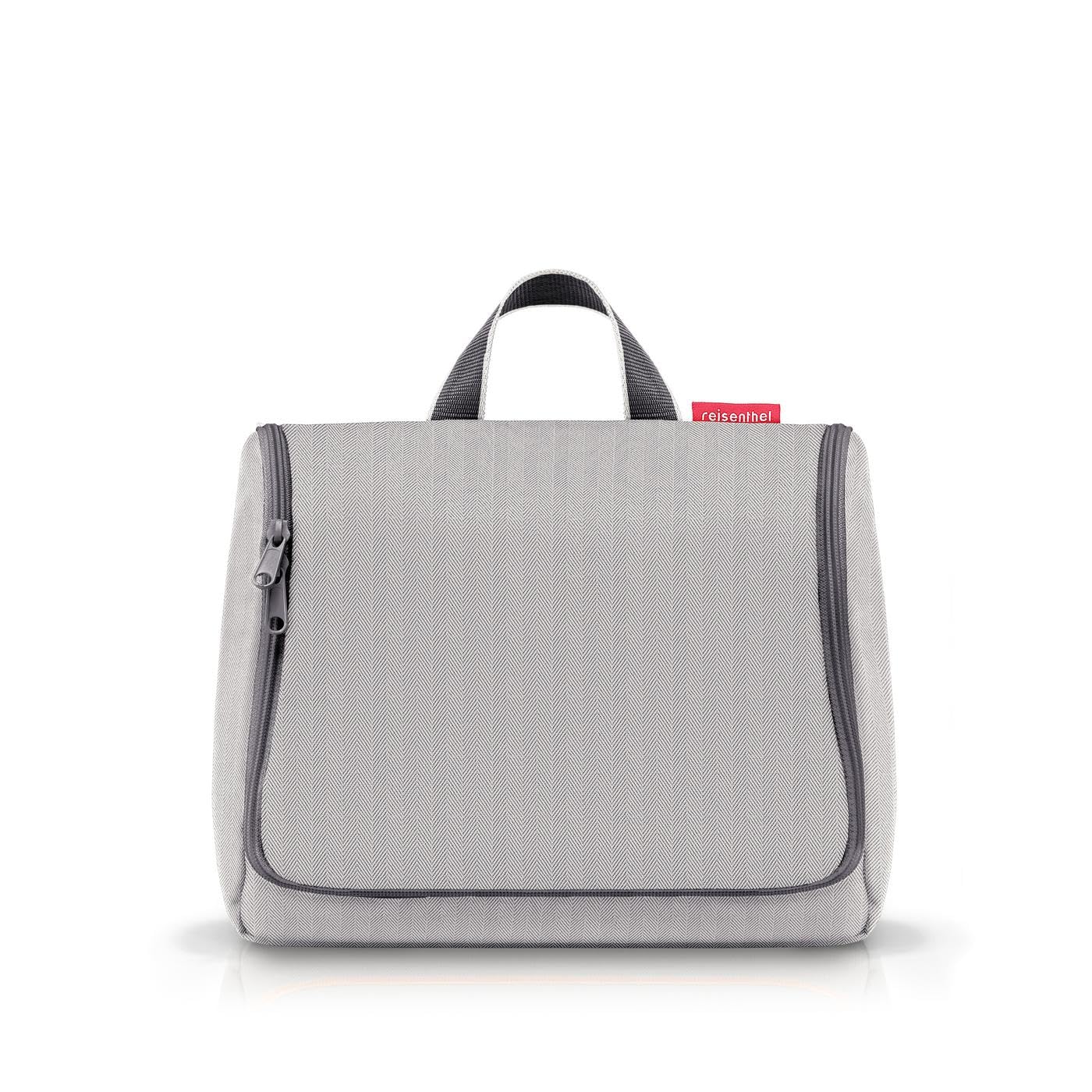 reisenthel toiletbag XL Herringbone Grey - praktischer Kulturbeutel mit Haken, wasserabweisendes Material