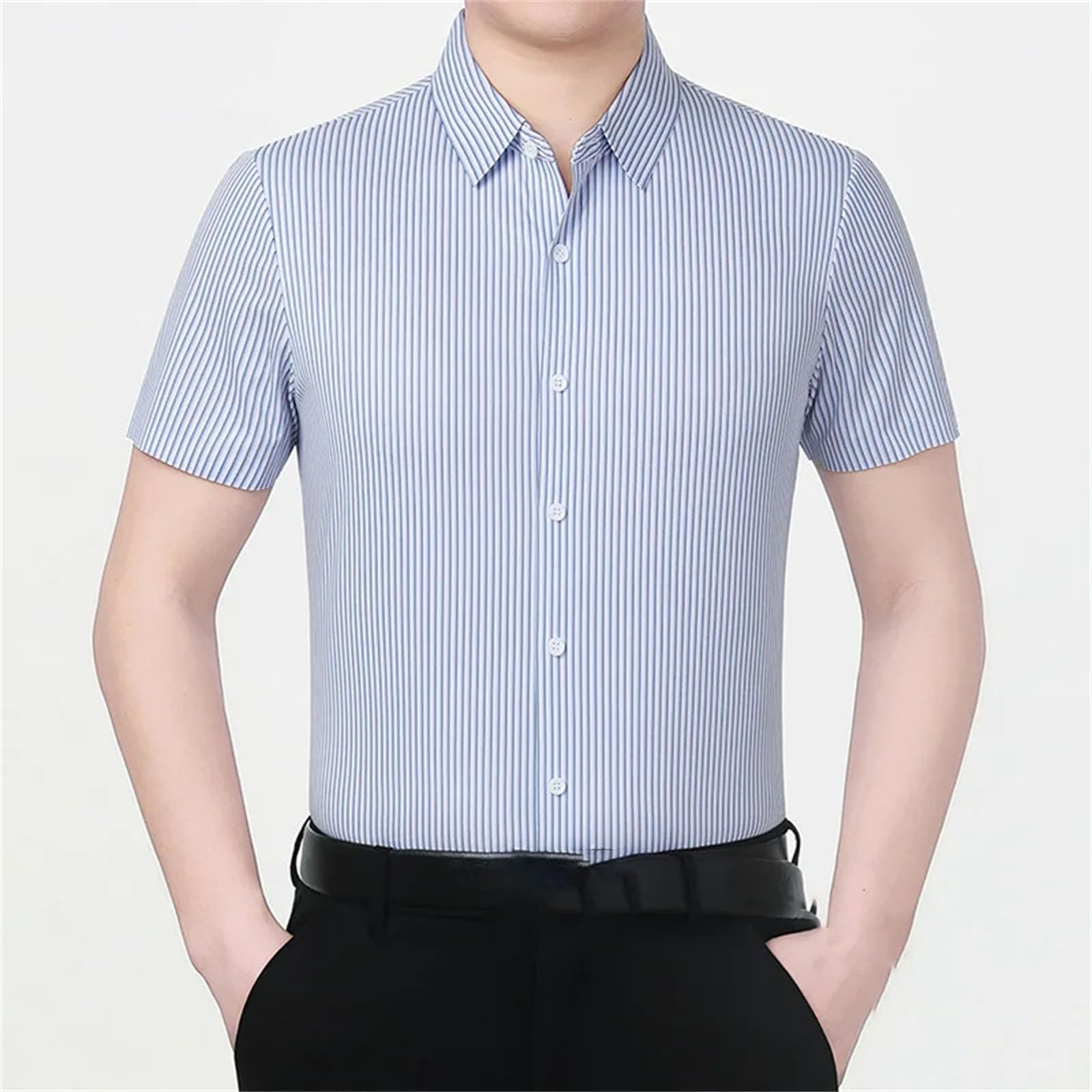 Camisa de manga corta para hombre, de seda de hielo, informal, holgada, cómoda, para uso diario