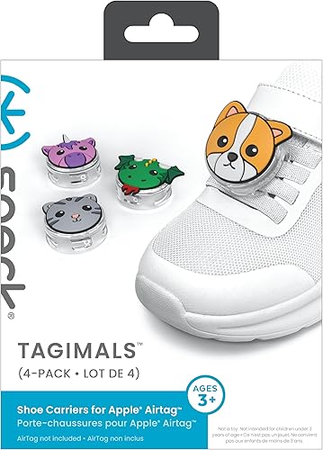 Miniatura 7 de Speck Tagimals - Lindo soporte para AirTag de Apple de dibujos animados, fundas ocultas para AirTag, se fija fácilmente al zapato o al collar, 4