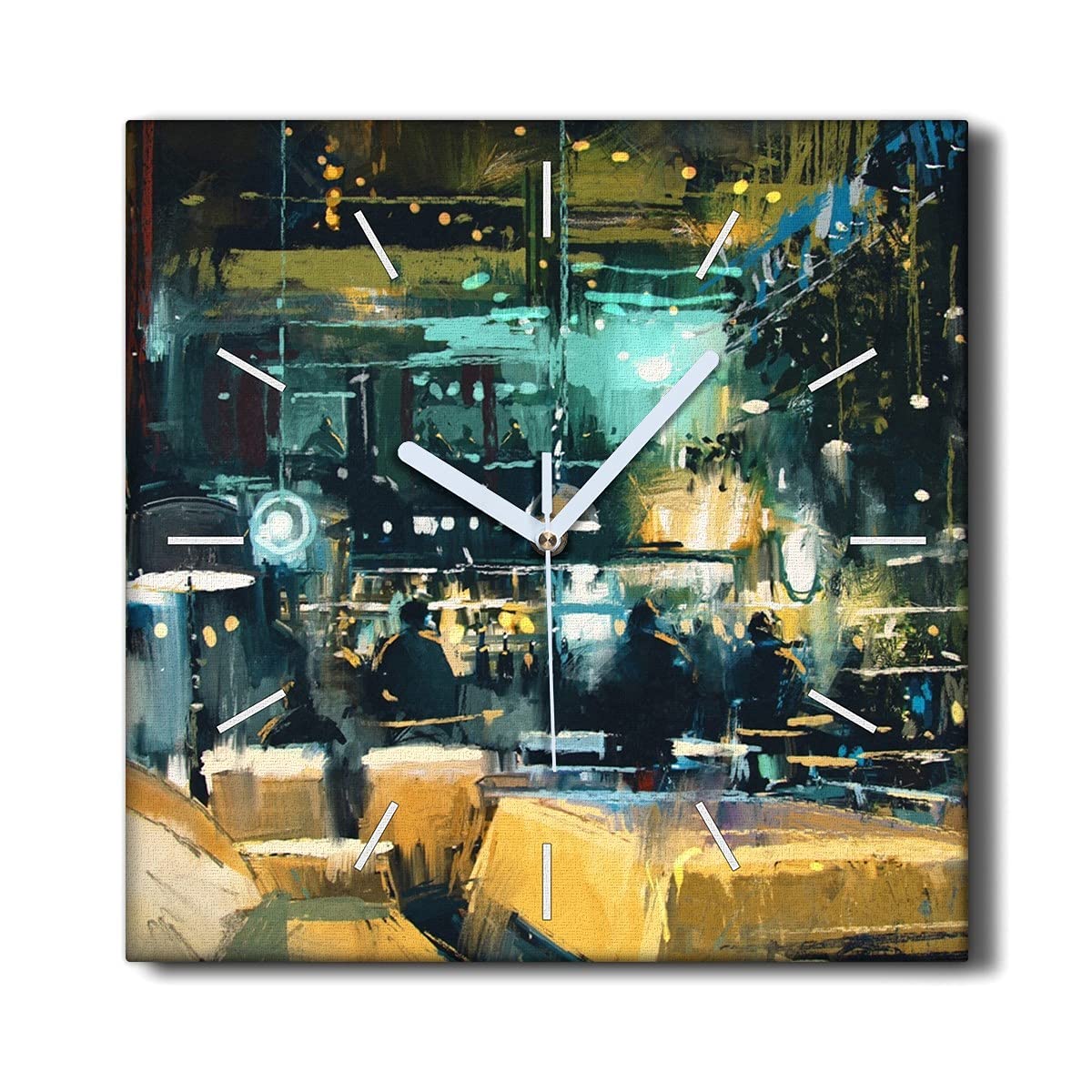 Horloge sur Toile Silencieuse pour Salon sans Tic-Tac Motif City Night 30x30