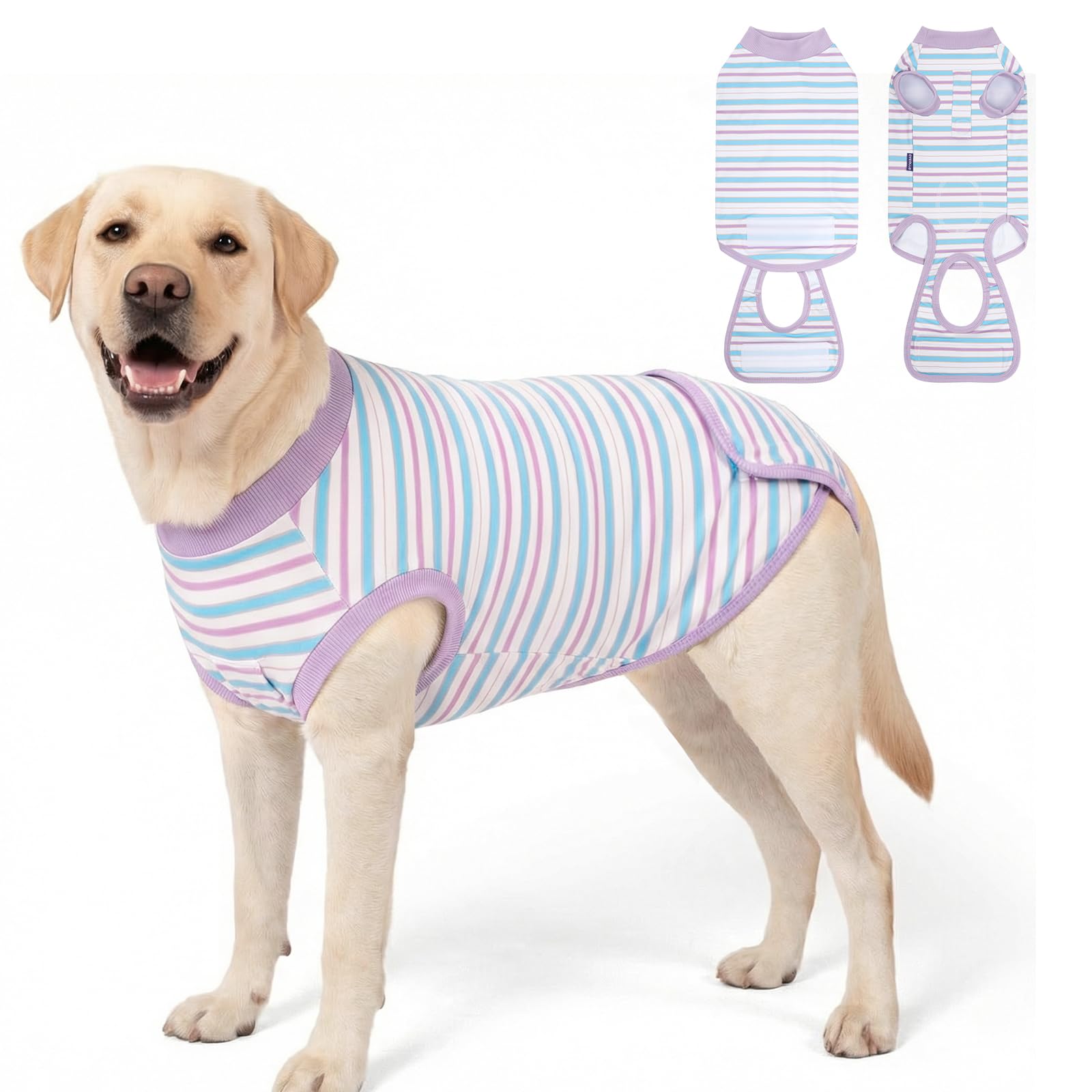 cyeollo Recovery Suit for Dogs Surgery Suit Female Spay Soft Pet Onesie Bodysuit Male Dog Neuter, Small Medium Large Dogs Surgical Recovery Shirt, Striped, XL