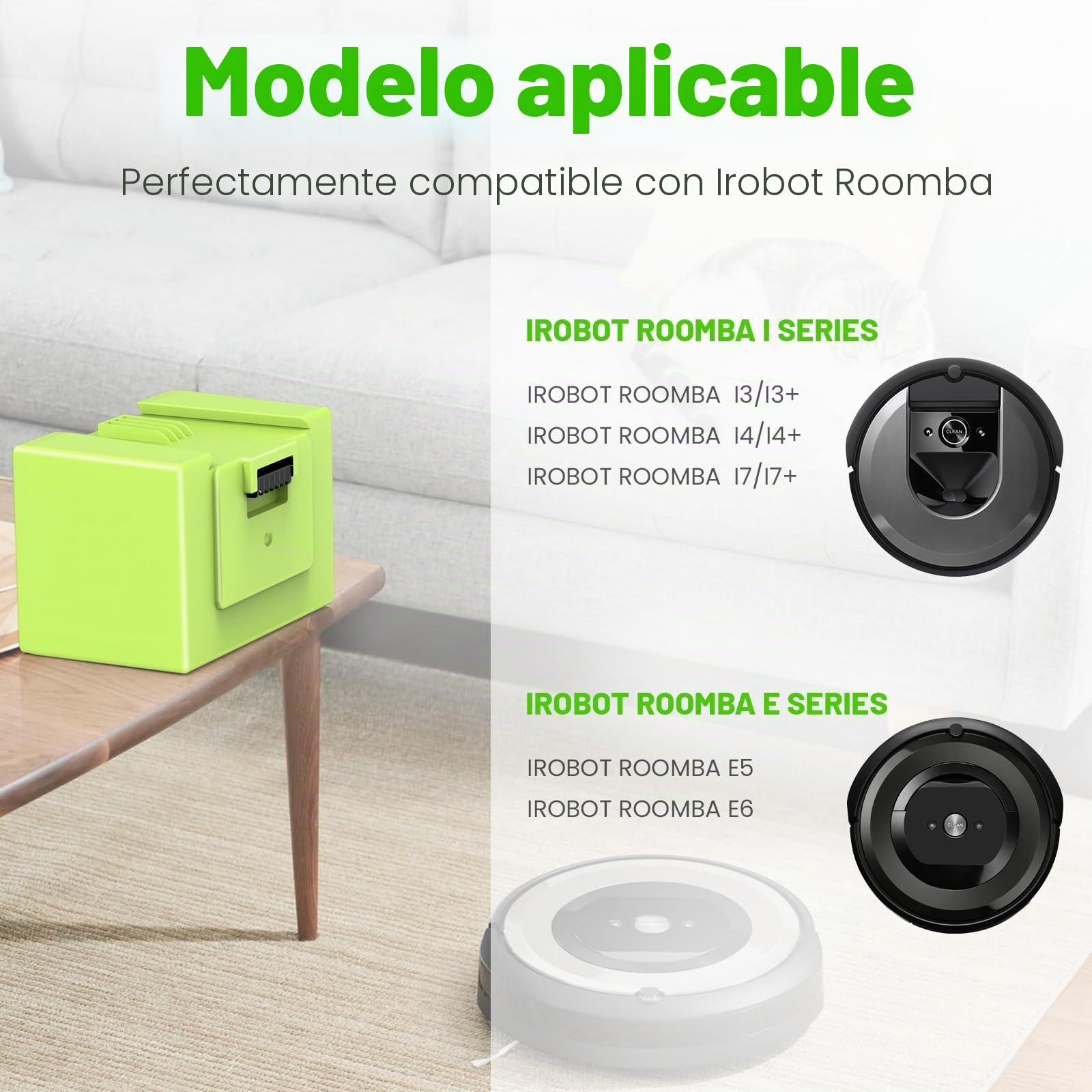 ASUNCELL 14,4V 4Ah Batería de Iones de Litio para iRobot Roomba i7 i3 i4 e5 Serie Aspiradora, para iRobot Roomba e y i Serie i7/i7+ i4/i4+ i3/i3+ e5 e6 i7158 i7550 i7550 i7550 7150 7550