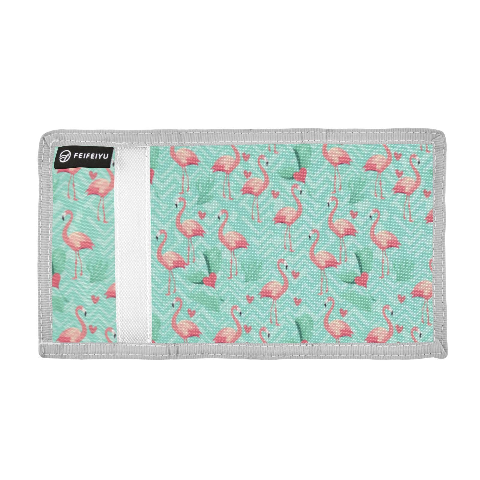 Wusikd Flamingo Hearts Kids Wallet for Boys Girls Toddler Trifold Wallet Novelty Wallet for Teens Women Men