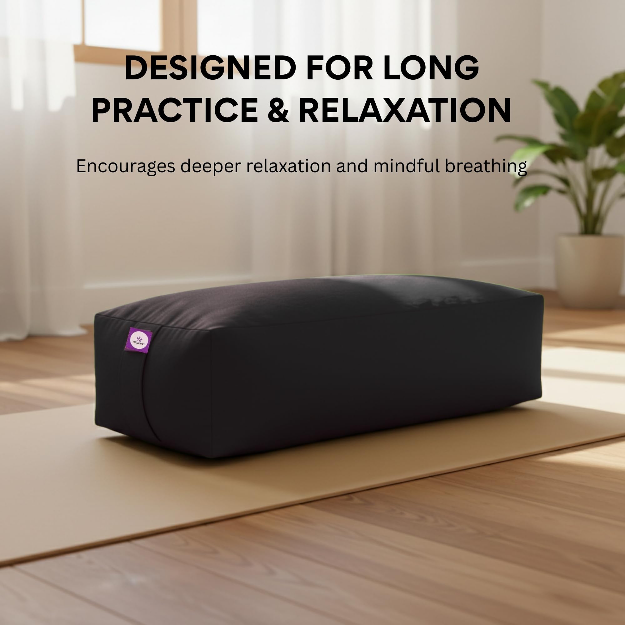 Prostokątny bawełniany dywanik do jogi, poduszka do jogi, poduszka do jogi, Yin Yoga Bolster, Iyengar Yoga Bolster (czarna)