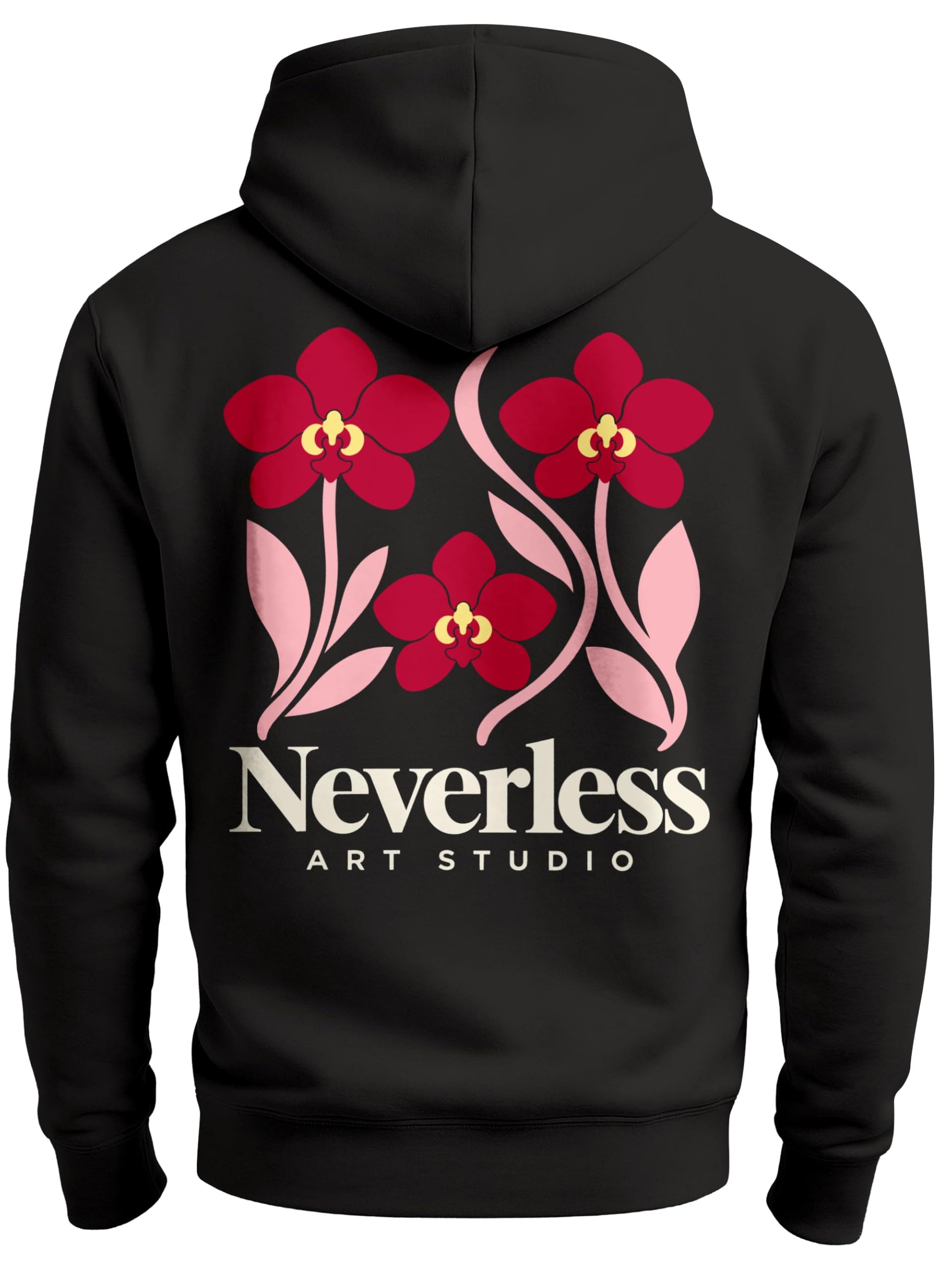 Neverless® Herren Hoodie Backprint - Orchideen