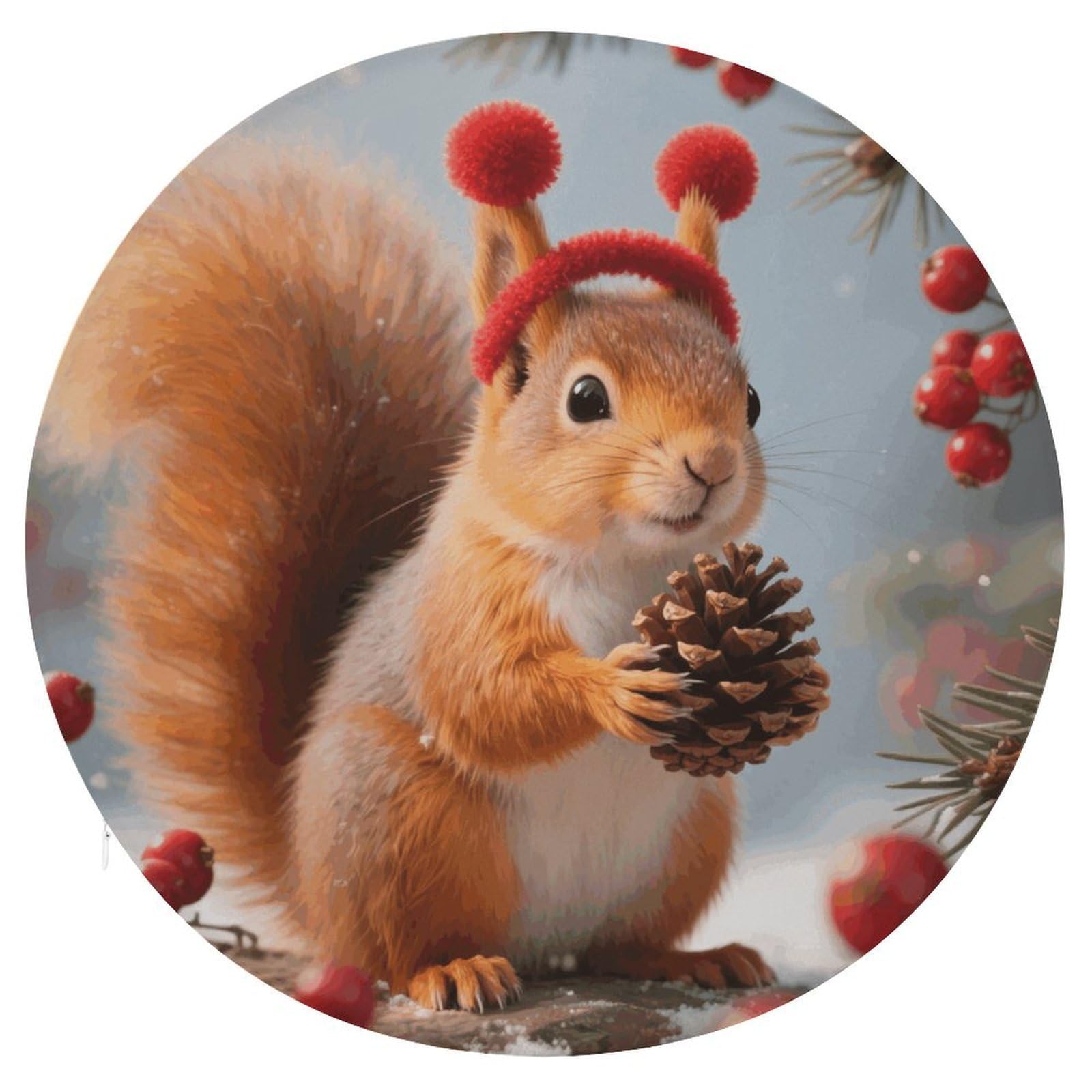 VstaDank Squirrel Cushions Memory Non Slip Car Seat Cushions Dining Chairs Cushion Indoo Dining Room Round Chair Pads with Zipper and Removable Cover Cushion