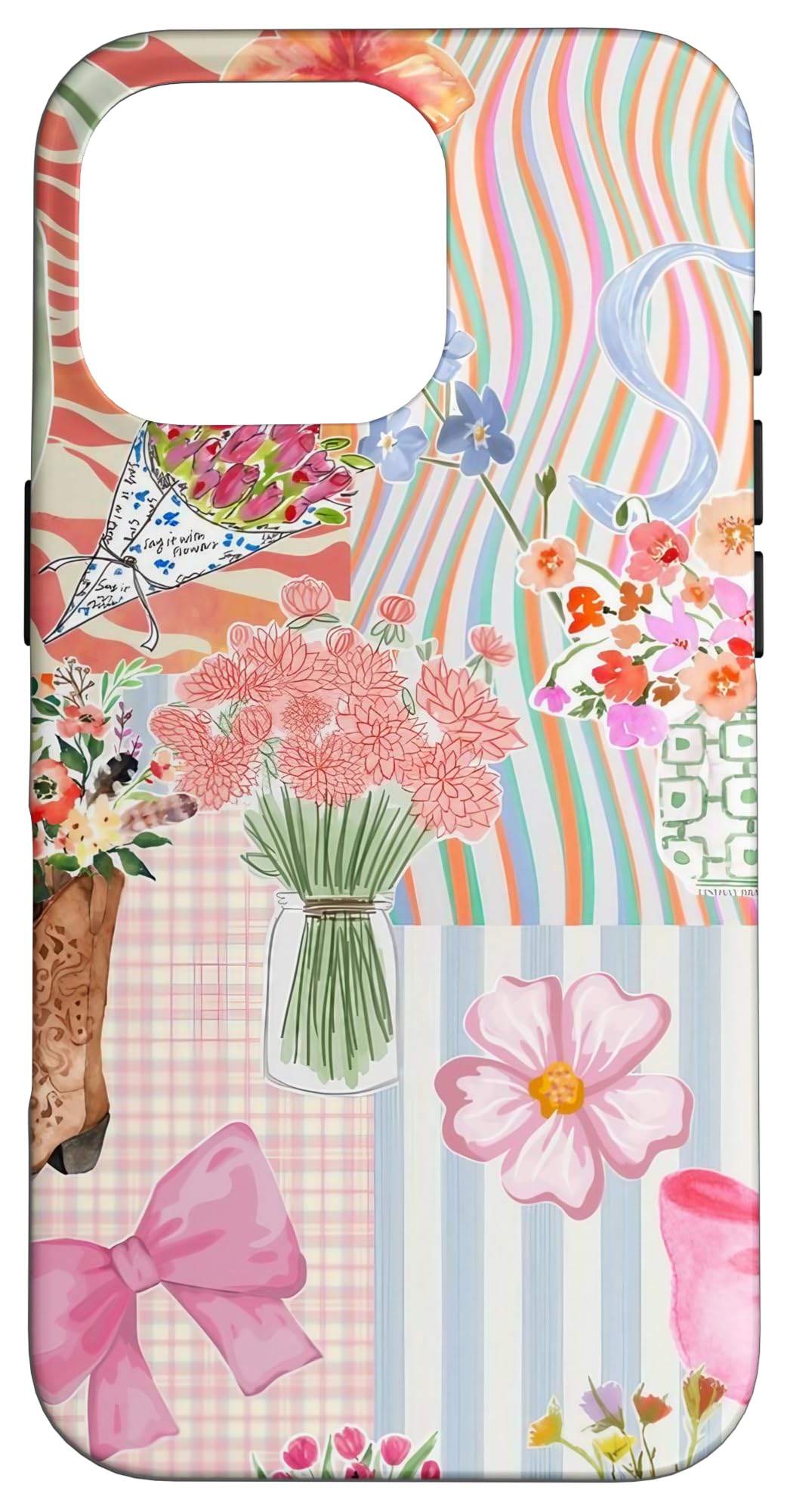 Coquette Retro Cowgirl Vibrant Floral Ocean Preppy Collage Case for iPhone 16 Pro