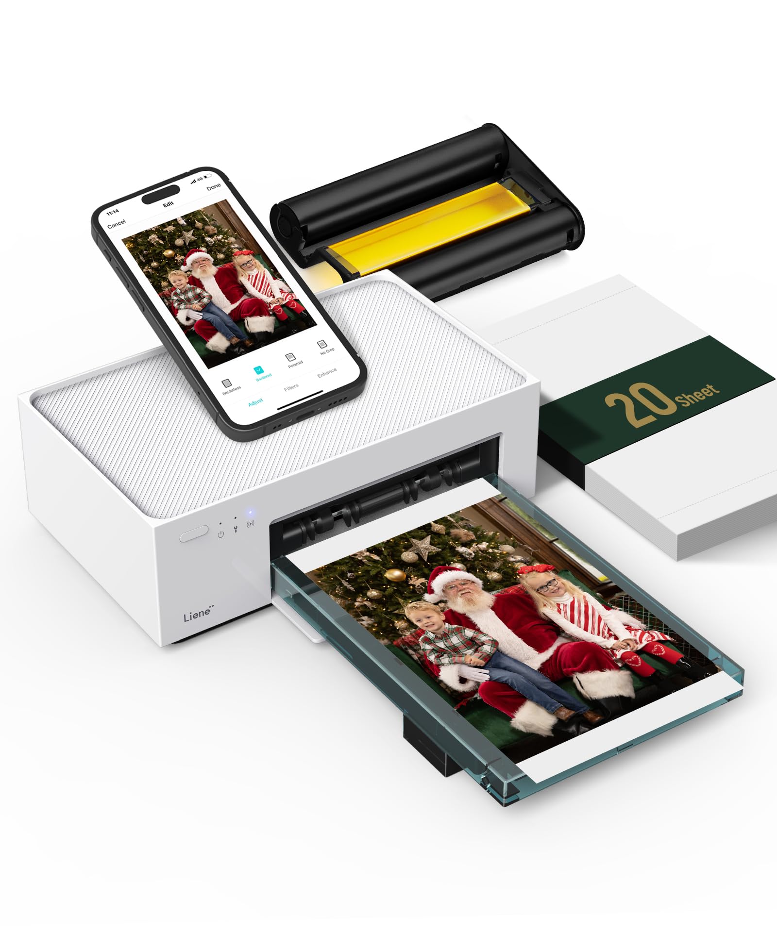 Liene M100 4x6'' Photo Printer, Wi-Fi Picture Printer, 20 Sheets, Full-Color Photo, Instant Phone Printer for iPhone, Android, Smartphone, Thermal Dye Sublimation, Portable Photo Printer for Home Use