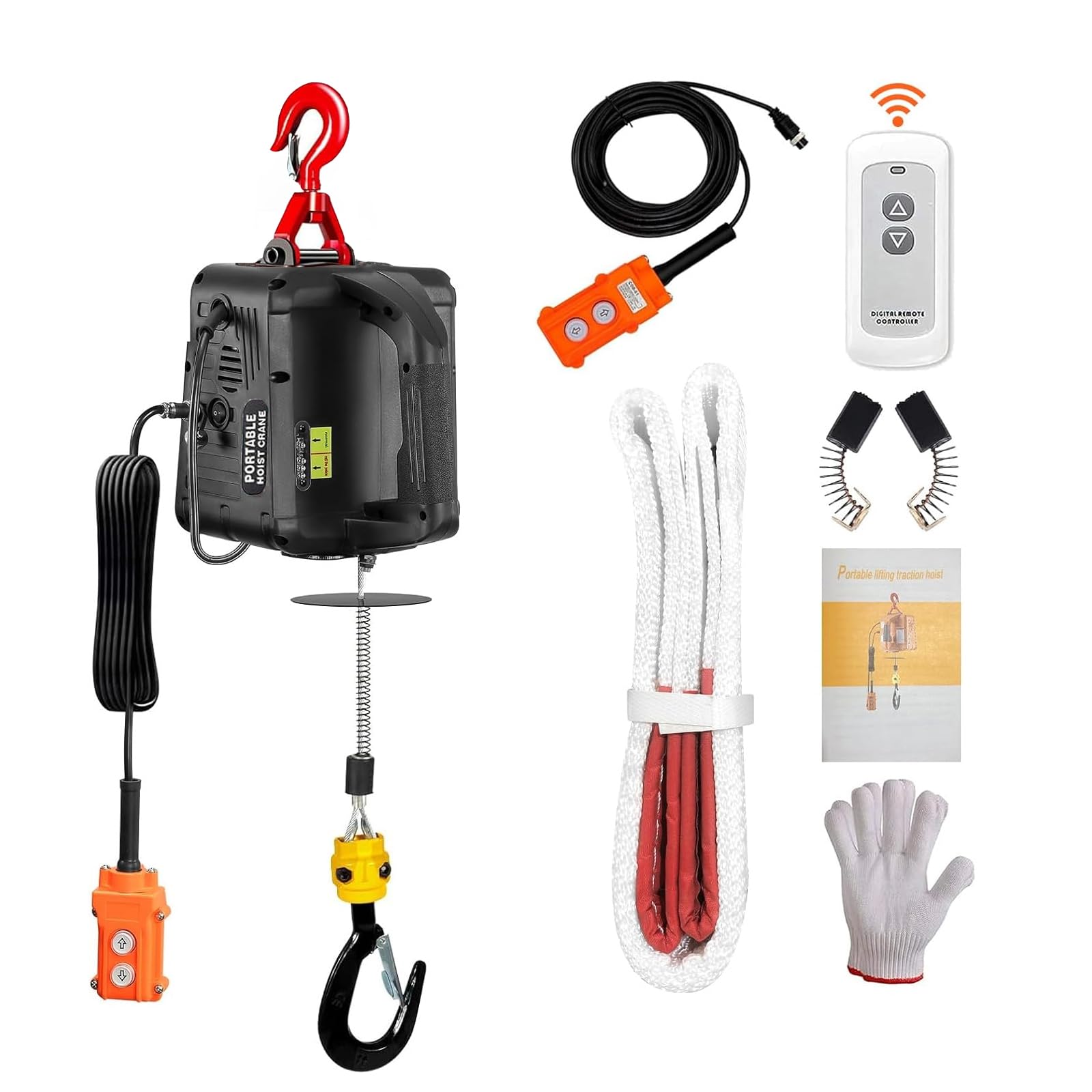 3-in-1 Electric Hoist Winch, 2200lbs Manual/Wire/Wireless Remote Control,110/120 Volt Portable Power Electric Crane,Overload Protection 41ft Lifting Height for Towing(Black)