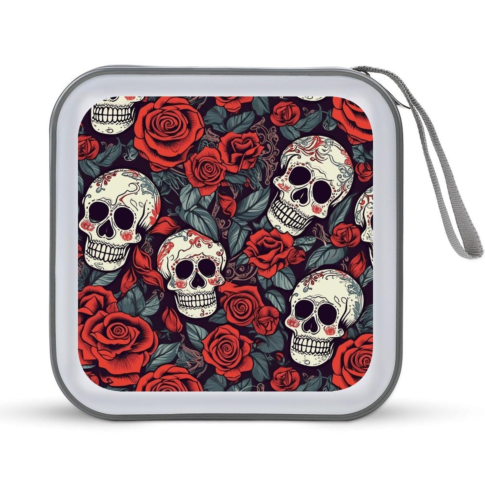 Carpeta para 40 DVD portátil de calaveras de azúcar ideal para viajes en coche