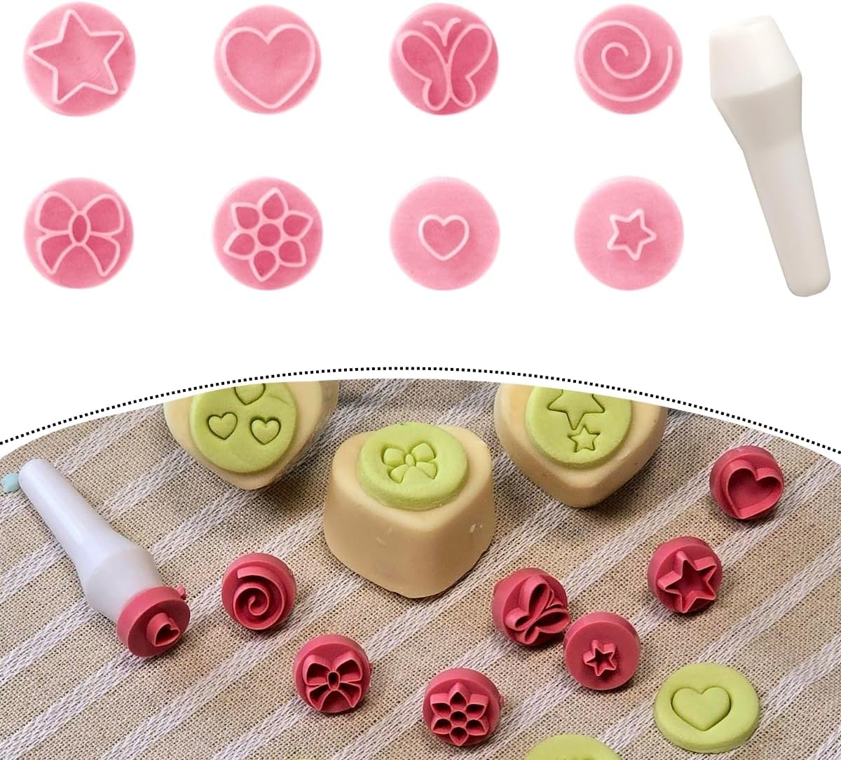 Essential Stamps for Cookies, Pastries, Clay, and Ceramics – Star, Heart, Butterfly, & More, Also Used as Cookie and Brazilian Brigadeiro Stamps by Bluestar, 9-Piece Stamp Set.