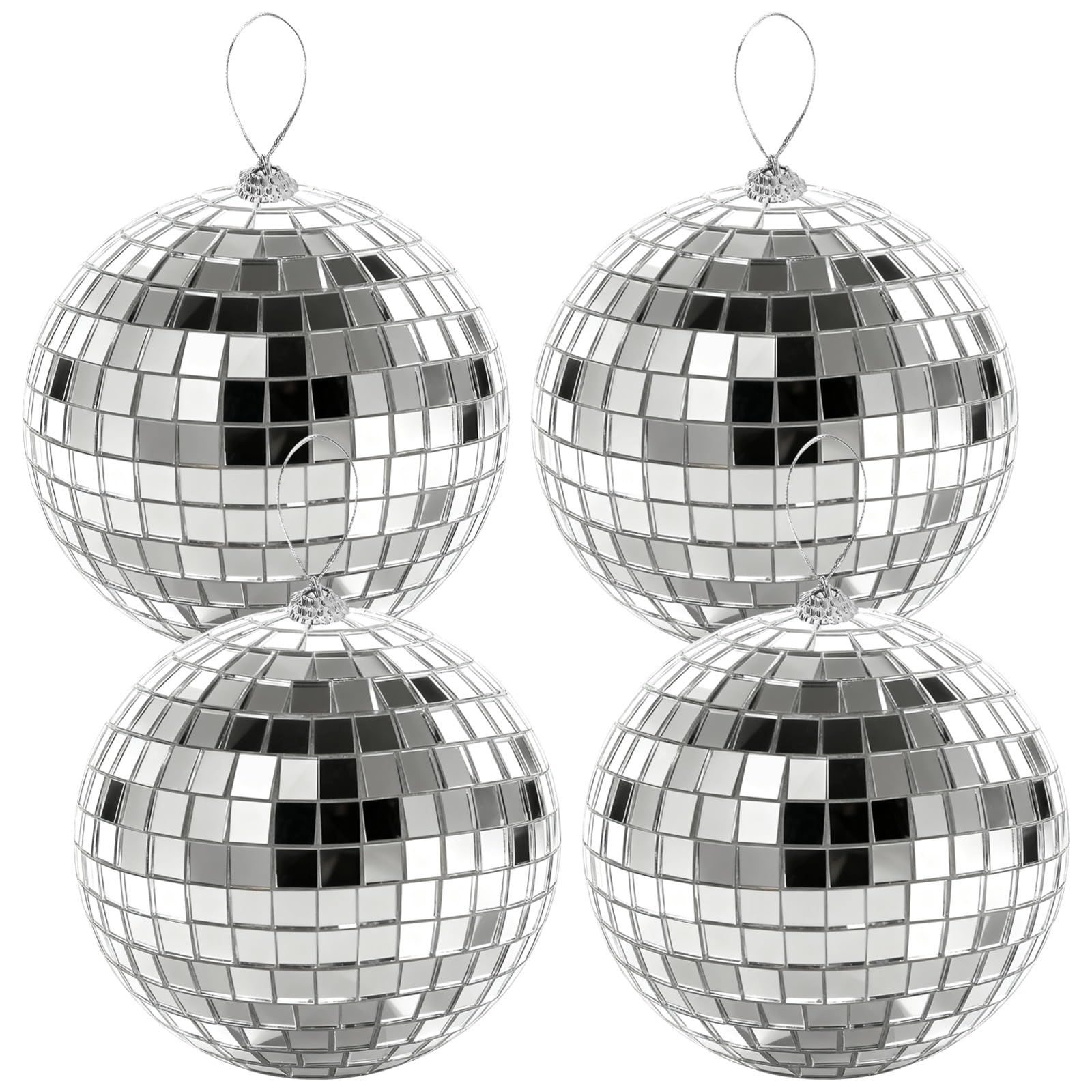 4 pièces boules à facettes, sphères miroir décoratives classiques pour effets lumineux de fête, déco rétro, à suspendre facilement pour la maison, les soirées et les événements