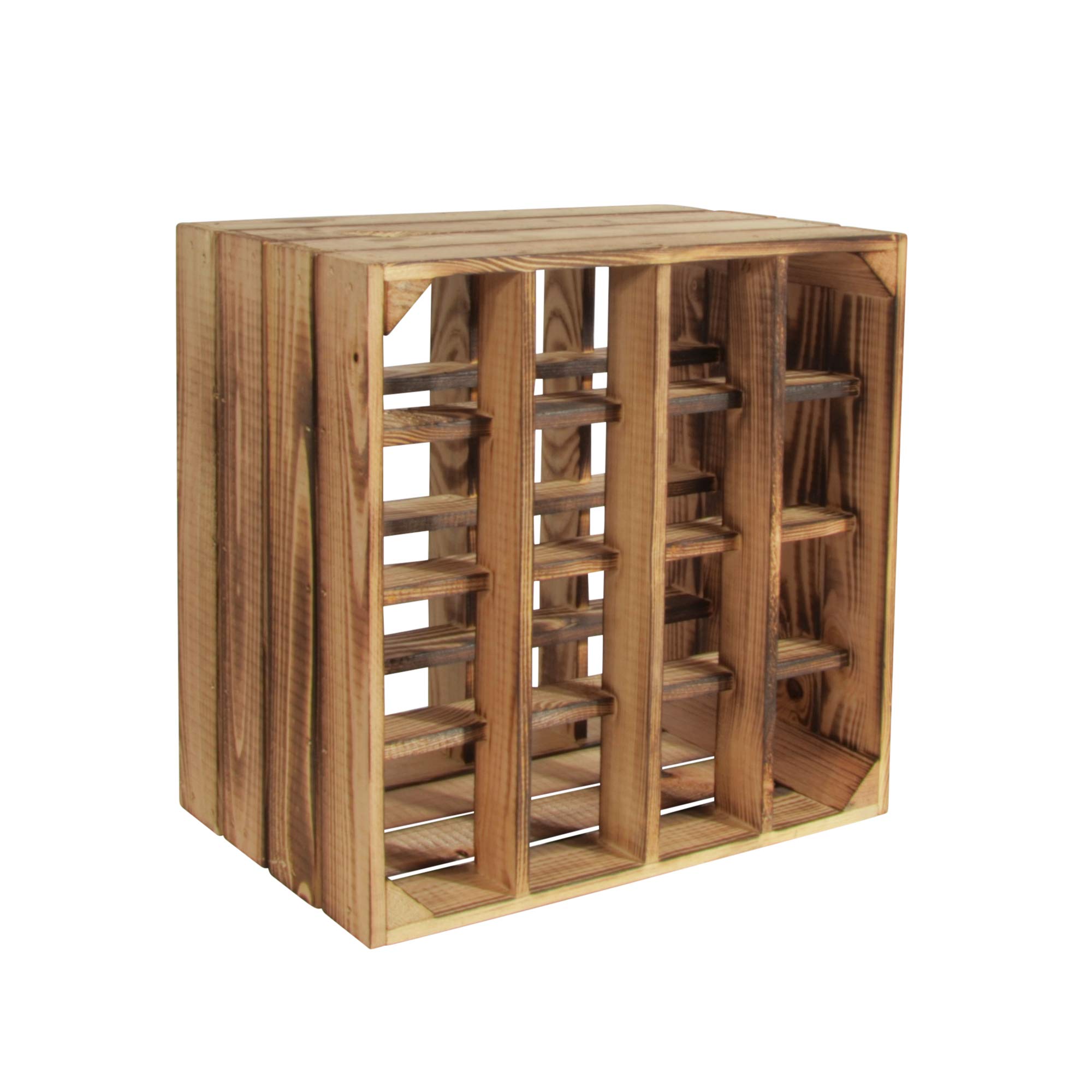 Weinregal Holzkiste Wino aus Kiefernholz - Weinkisten Holz Regal geflammt 30x40x30 cm - Holzkisten Flaschenregal, Weinkistenregal