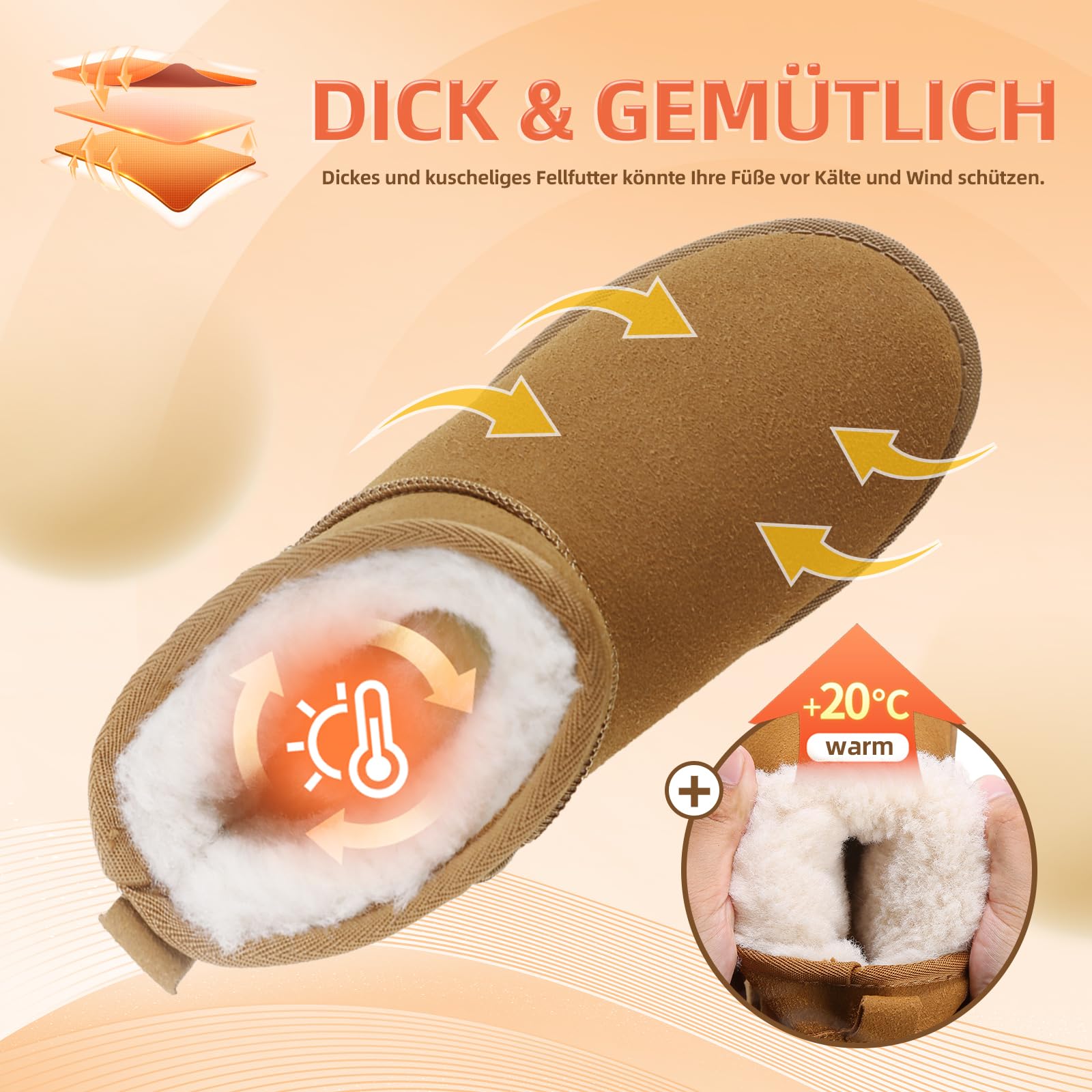 Jifenkla Stivali Donna Invernali, Foderato Caldo Platform Boots Mini-Stivaletti Comode, Stivali da Neve Donna Antiscivolo Impermeabili Suola in Gomma Leggerie Pelliccia Breve Scarpe Boot Moda Outdoor