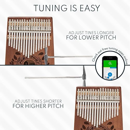 Miniatura 7 de Piano de Pulgar Kalimba de 17 Teclas - Instrumento de Percusión Portátil Compacto - Relleno de Medias Navideñas y Regalos Musicales - Apto