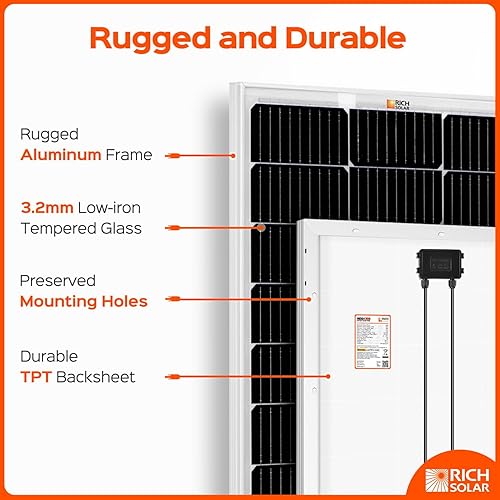 Miniatura 3 de RICH SOLAR Panel solar monocristalino de celda 9BB de 100 vatios, 12 voltios, batería de carga de módulo solar de alta eficiencia para caravana,
