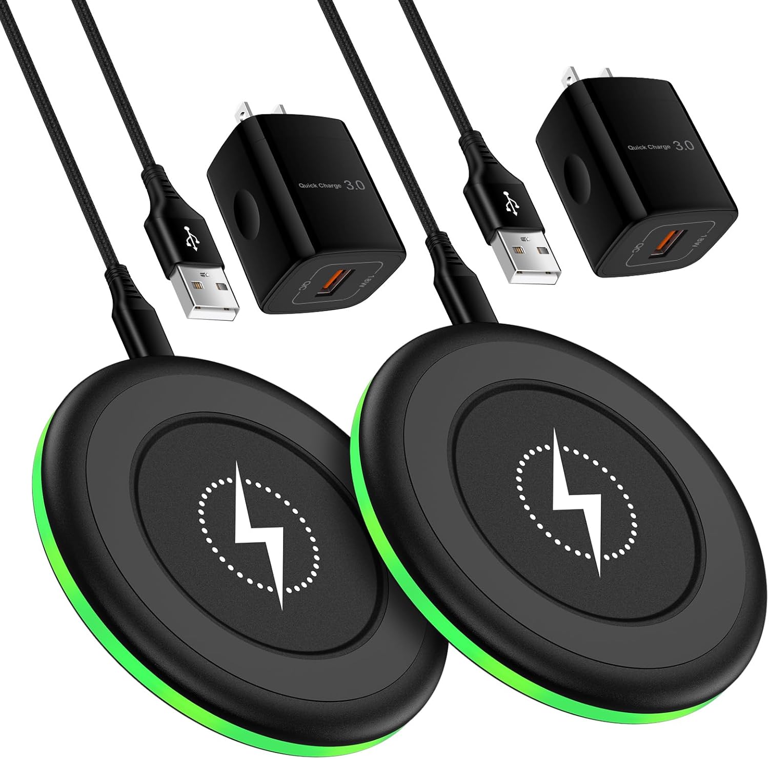 Wireless Charger for Samsung, 15W Fast Wireless Charging Pad Charger Mat with QC Adapter for Galaxy S25/S25 Ultra/S24 Ultra/S23/S22 Plus/Z Flip6 Pixel 9/9 Pro XL/Fold iPhone 17/16e/16/15/14/13 Pro Max