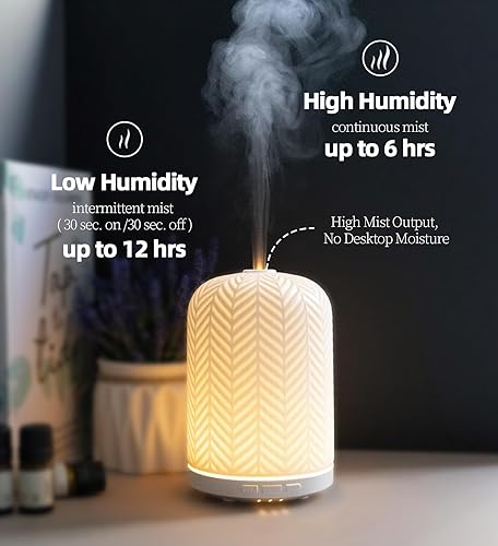 Miniatura 8 de Difusor de aceite esencial Difusor ultrasónico de aromaterapia de 2.4 MHz, luz nocturna saludable, temporizador y apagado automático, sin BPA,