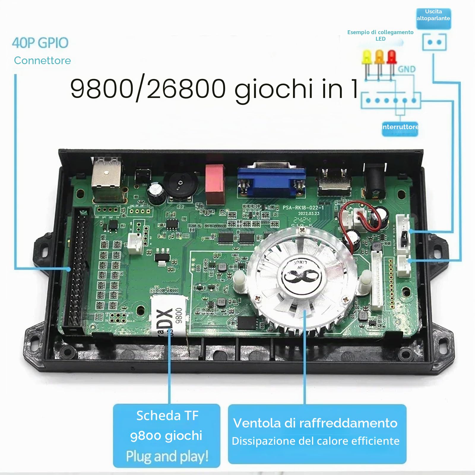 Nuova Scheda di Gioco PCB 3D Saga Box DX 26800 in 1 Scheda Madre Arcade Multigame 3/4 Giocatori VGA HDMI per Console Retrò (26800 in 1)