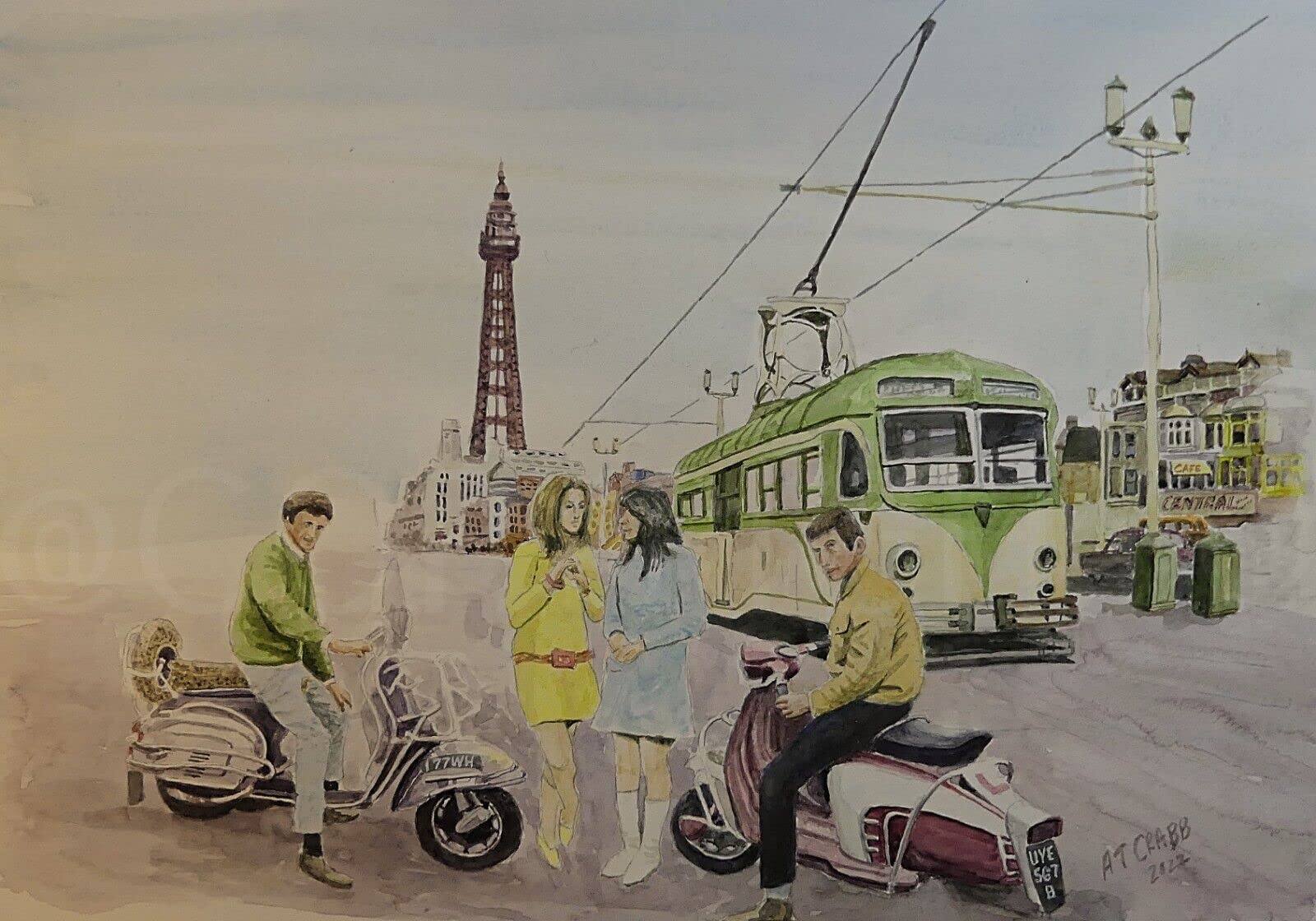 Mods Gathering On The Famous Prom Blackpool Nostalgic 1960's Metal Wall Art