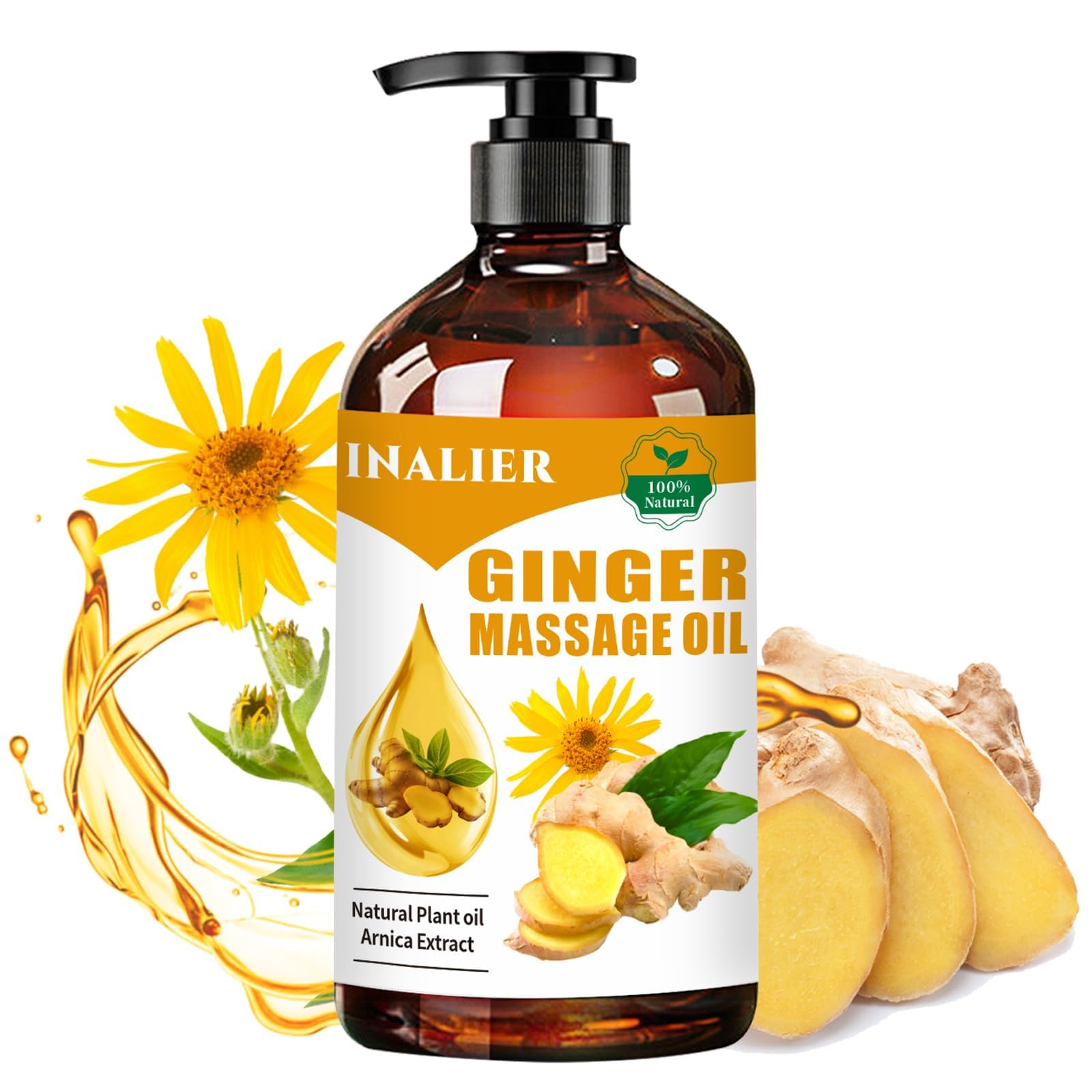Ginger Massage Oil,Ginger Oil for Lymphatic Drainage,Massage Oil for Massage Therapy,SPA Massage Oils,Relaxing Sore Muscle Massage Oil,Ginger Essential Oil for Body Massage