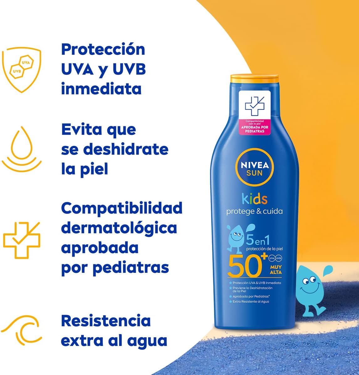 Protector solar Nivea Sun Kids Protege & Cuida FP50+ por 9,85€ (en compra recurrente)