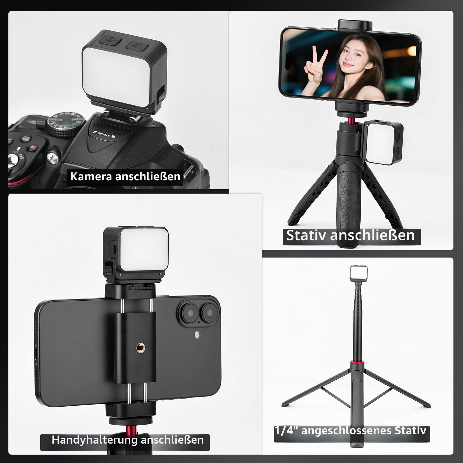 Mini-Licht für DJI Action-Kamera, Pocket 3 Fill Lighting Cold Hot Shoe LED Vlogging Licht Befestigung für DJI OSMO Pocket 3 Action 5 Pro 4 3, für GoPro Zubehör