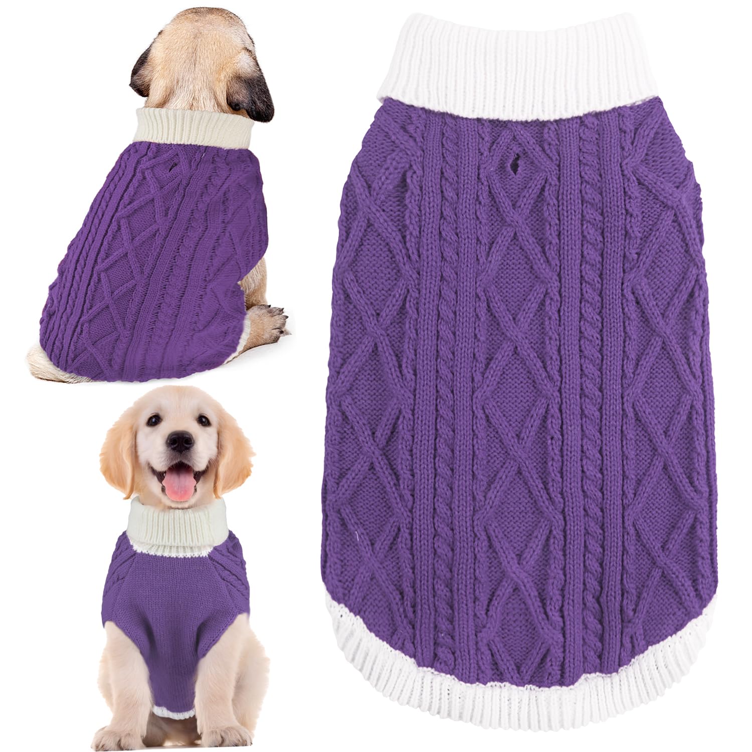Suéteres para perros pequeños con agujero para correa, cuello alto, suéteres de punto para niños y niñas, ropa cálida suave y de alta elasticidad para mascotas para otoño e invierno, camisas para