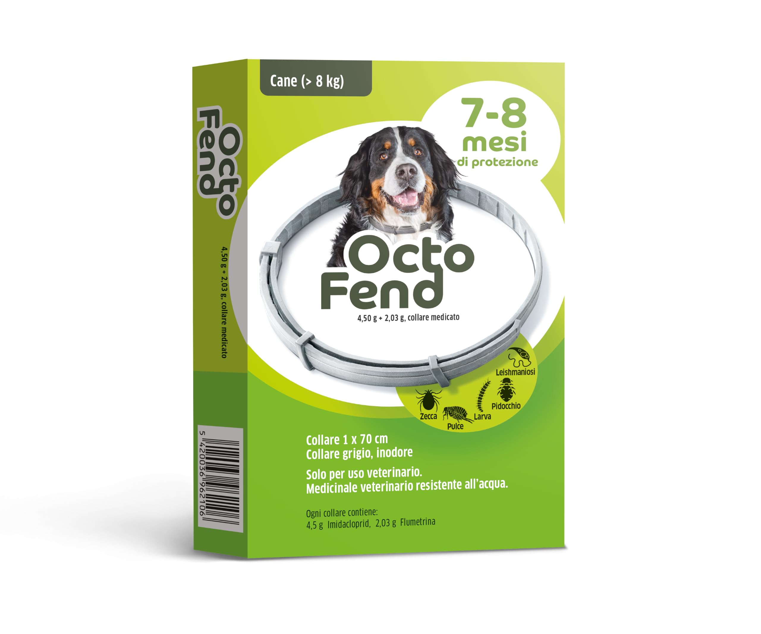 ELANCO | OctoFend collare antiparassitario per cani > 8 kg, 70 cm, 7-8 mesi di protezione da zecche, pulci, pidocchi, larve e Leishmaniosi