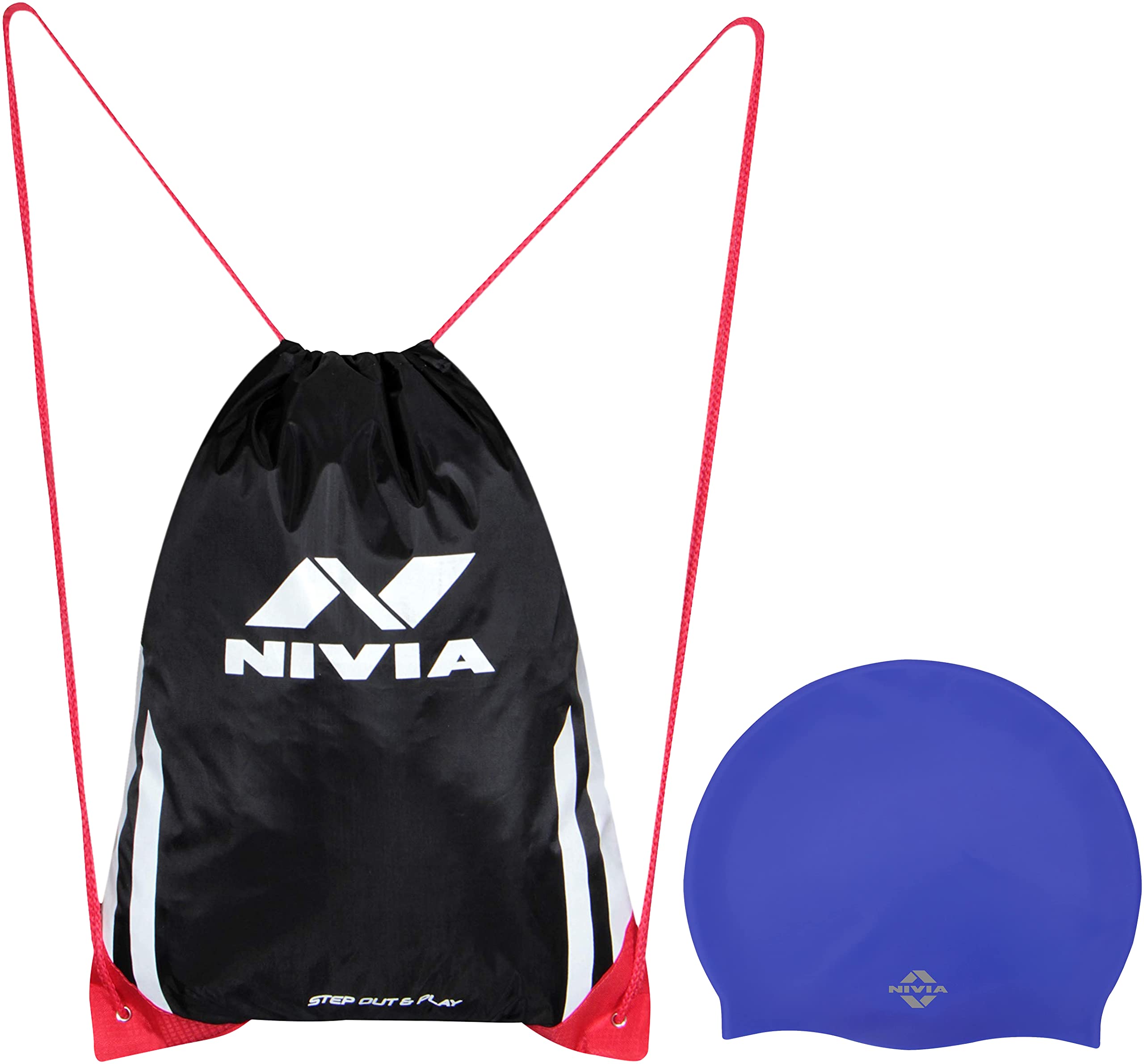 Nivia 5177BK Polyester String Bag (Black) Classic Silicone Adult Swimming Cap (Royal Blue) (B0BB6DTFCD) Amazon Price History, Amazon Price Tracker