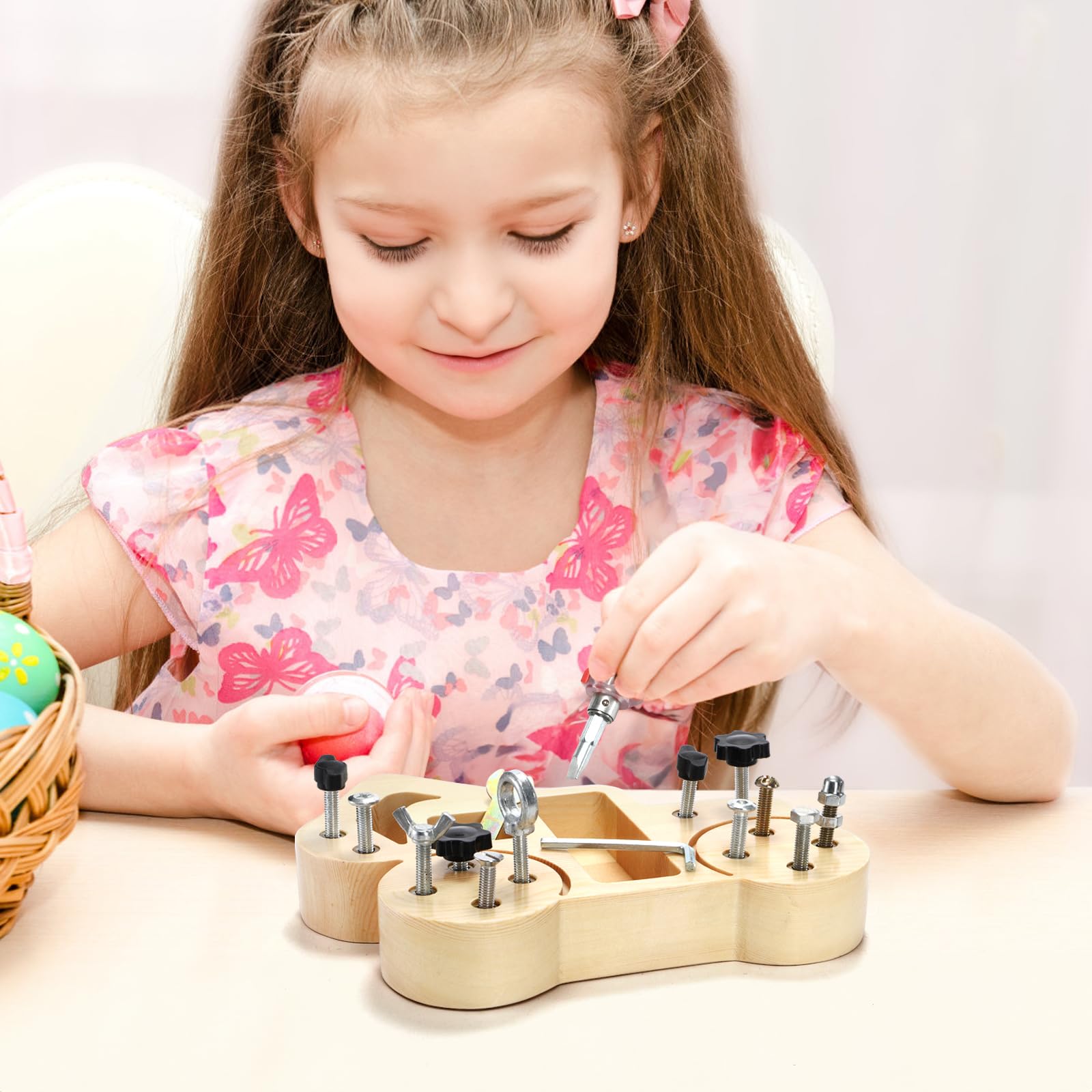 ZEAYEA Montessori Schraubendreher Board Set, Holz Montessori Spielzeug für über 3 Jahre alte Kinder, Feinmotorik Spielzeug für Kinder, sensorisches Spielzeug mit Aufbewahrungstasche und Werkzeug für