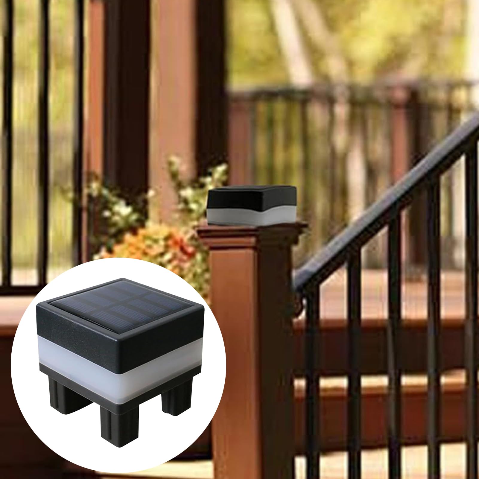 Generisch Wasserdichte Zweifarbige Outdoor Pfostenleuchten 7x7cm Solarleuchten Für Pfostenabdeckungen Pp Solar Pfostenkappen Für Camping Terrasse Weg Tor Garten Balkon Pool-Landschaft