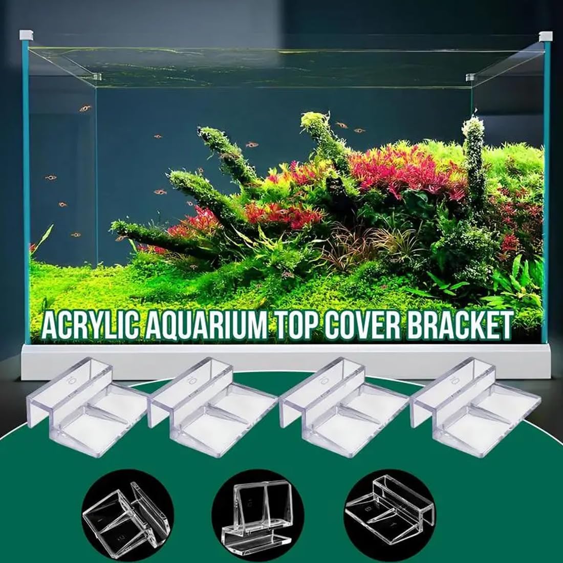 Couvercles pour aquarium, Lot de 8 clips pour couvercle d'aquarium en verre support de clip en acrylique support universel pour aquarium sans cadre (6 mm, 8 mm)