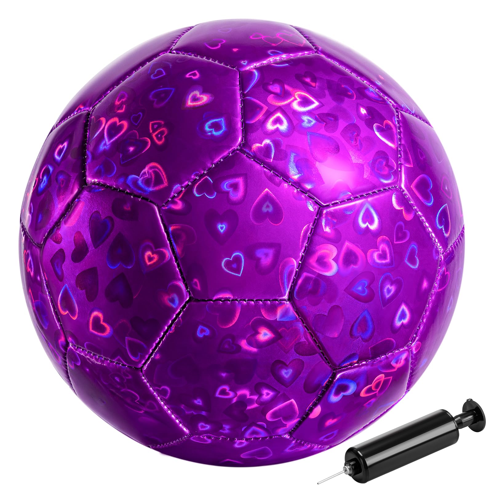 Vastoy Glittery Size 3 Kids Football for Age 3 4 5 6 7 8, 7 Inch Toddlers Football with Love Laser Pattern