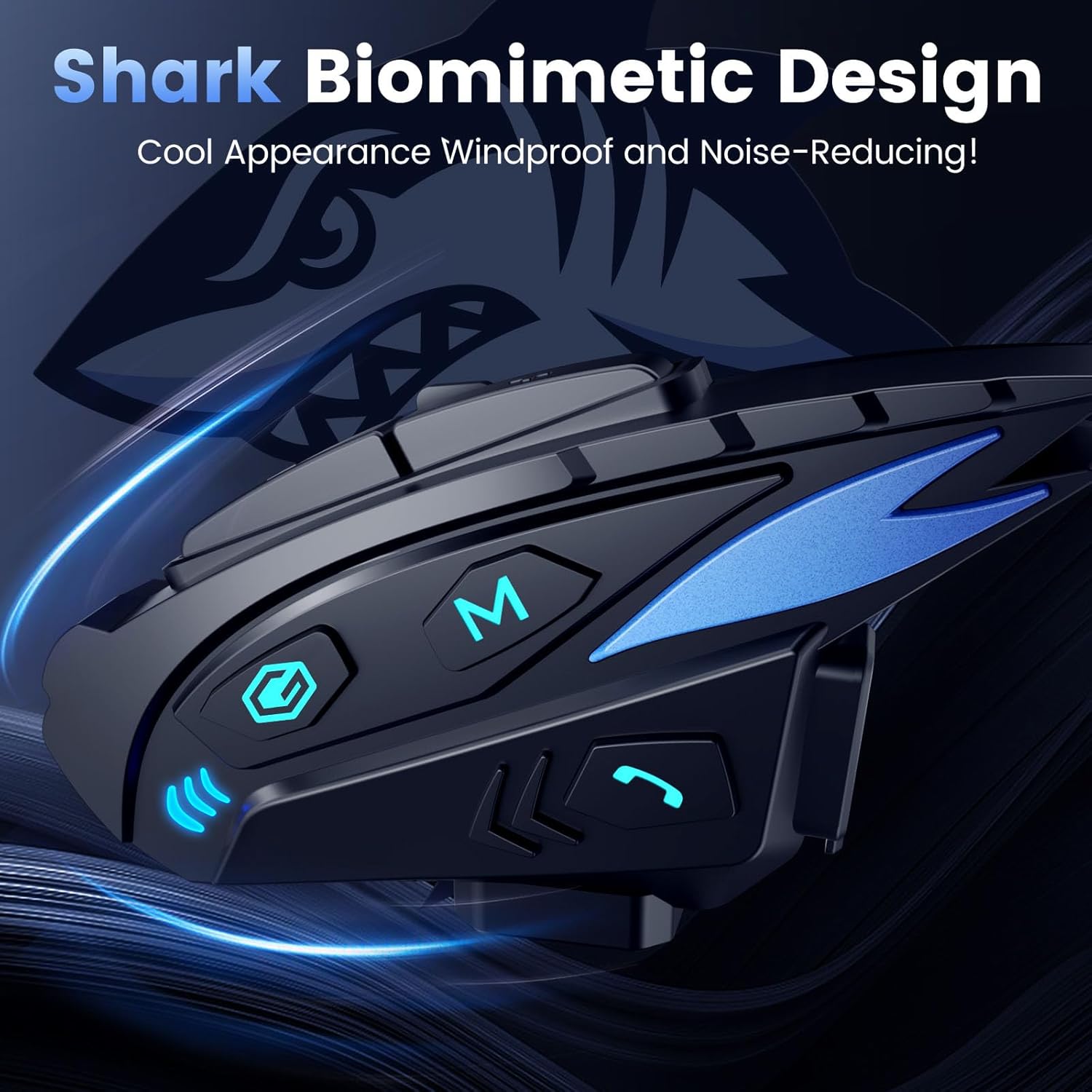 Gearelec Shark Pro Bluetooth Headset with interchangeable color strips on helmet