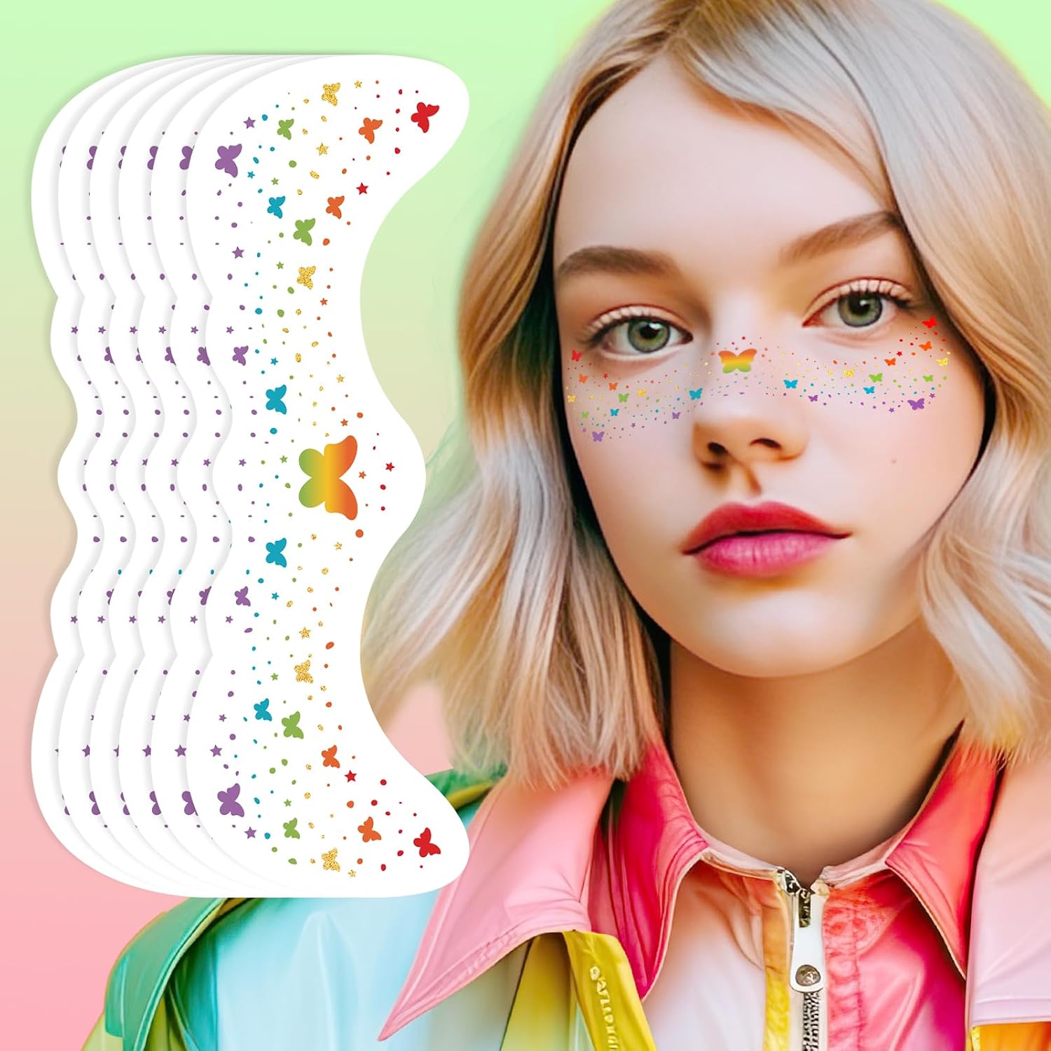 Pride Freckles Temporary Tattoos - Rainbow Butterfly Sparkles