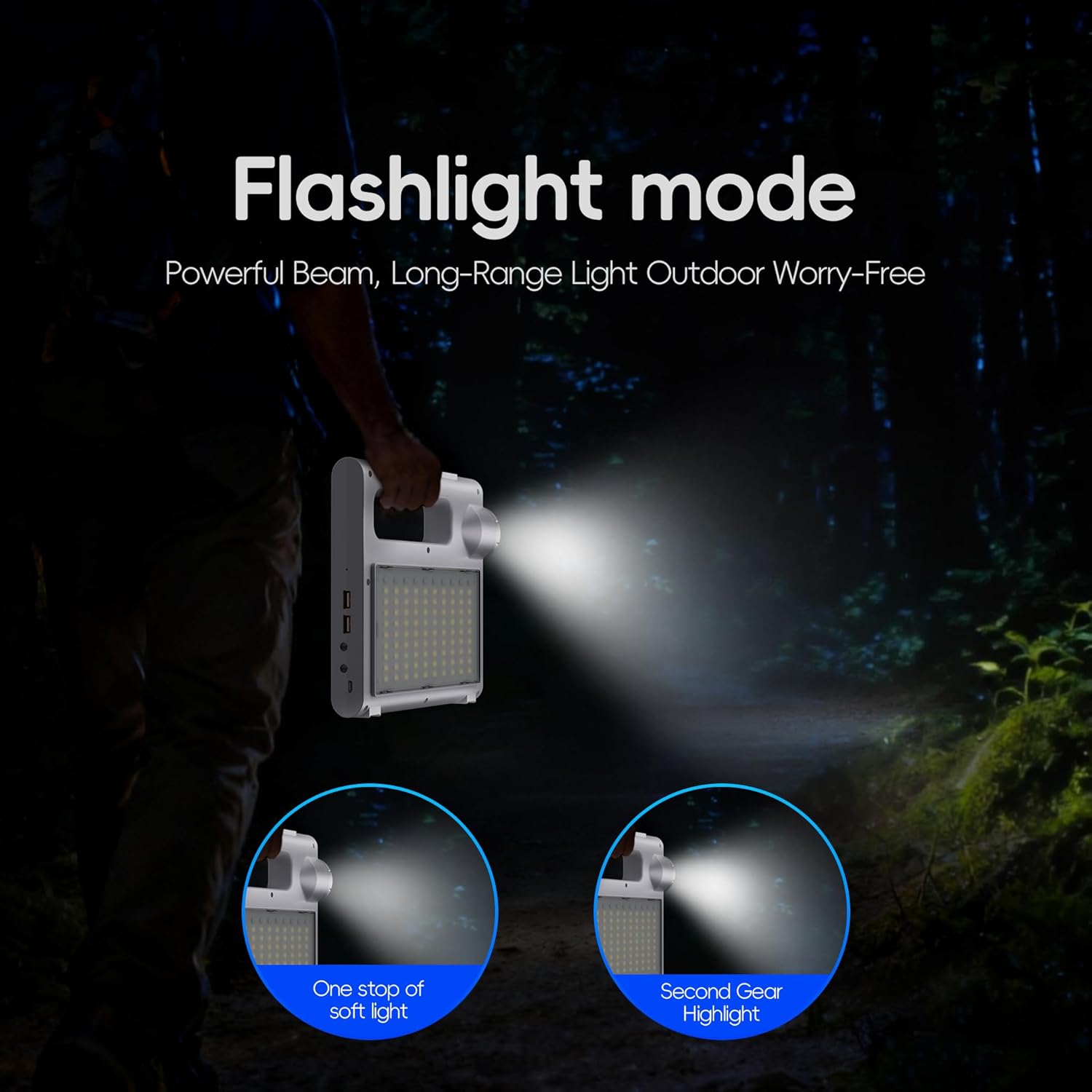 Solar Camping Lantern, 80 Hours LED Solar Lanterns, 5000mAh Camping Essentials with 6 Lighting Modes and SOS, Emergency Rechargeable Light, Lanterns for Power outages Hurricane, Hiking, Fish and Home