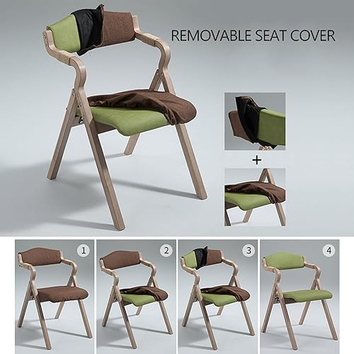 Miniatura 6 de 2-Pack Folding Chairs with Cushion, Farmhouse Folding Dining Chairs, Linen Padded Foldable Chairs for Dining Room, Parties, Office(Multi-Colored)