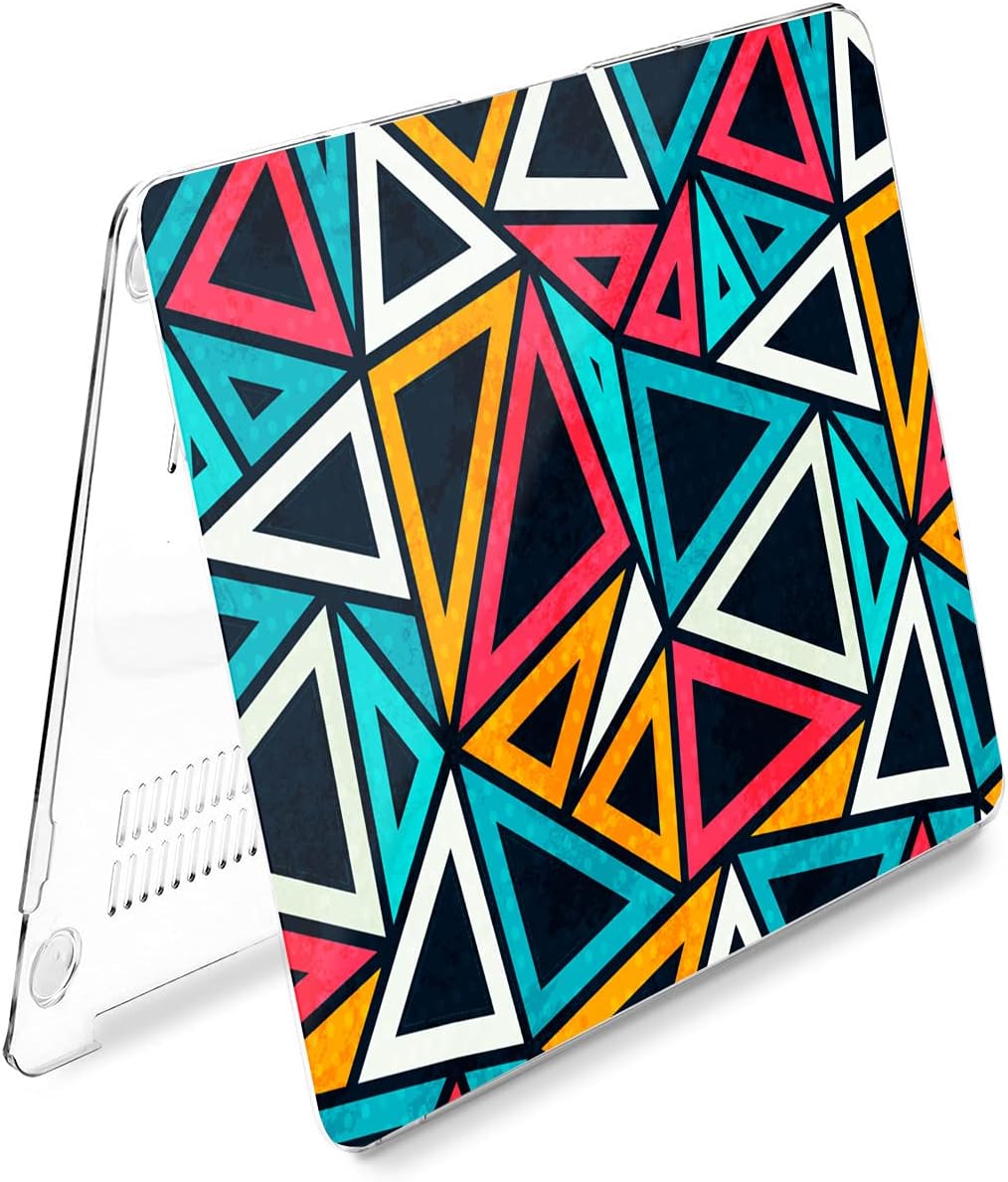 Hard Case Compatible for MacBook Pro 16 14 M3 M2 2023 M1 Pro 13 2022 Air 13 2021 Retina 2020 Mac 11 12 Protective Colored Art Print Triangles White Design Trendy Cover Geometric Laptop Blue