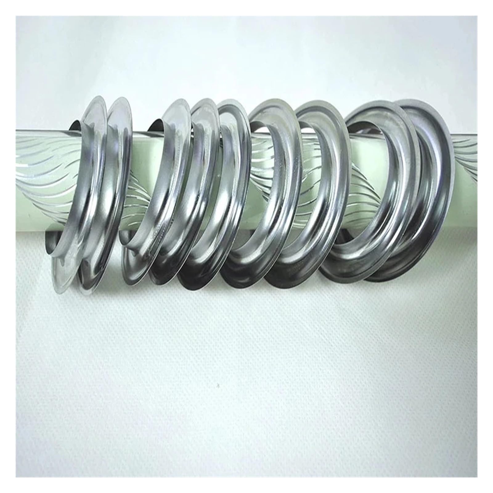 Occhielli per tende Vendite Anelli in metallo argentato for occhielli for tende Decorazioni for la stanza superiore Occhielli in appesi Accessori Pressa assemblata(Bright Silver,100 pair)