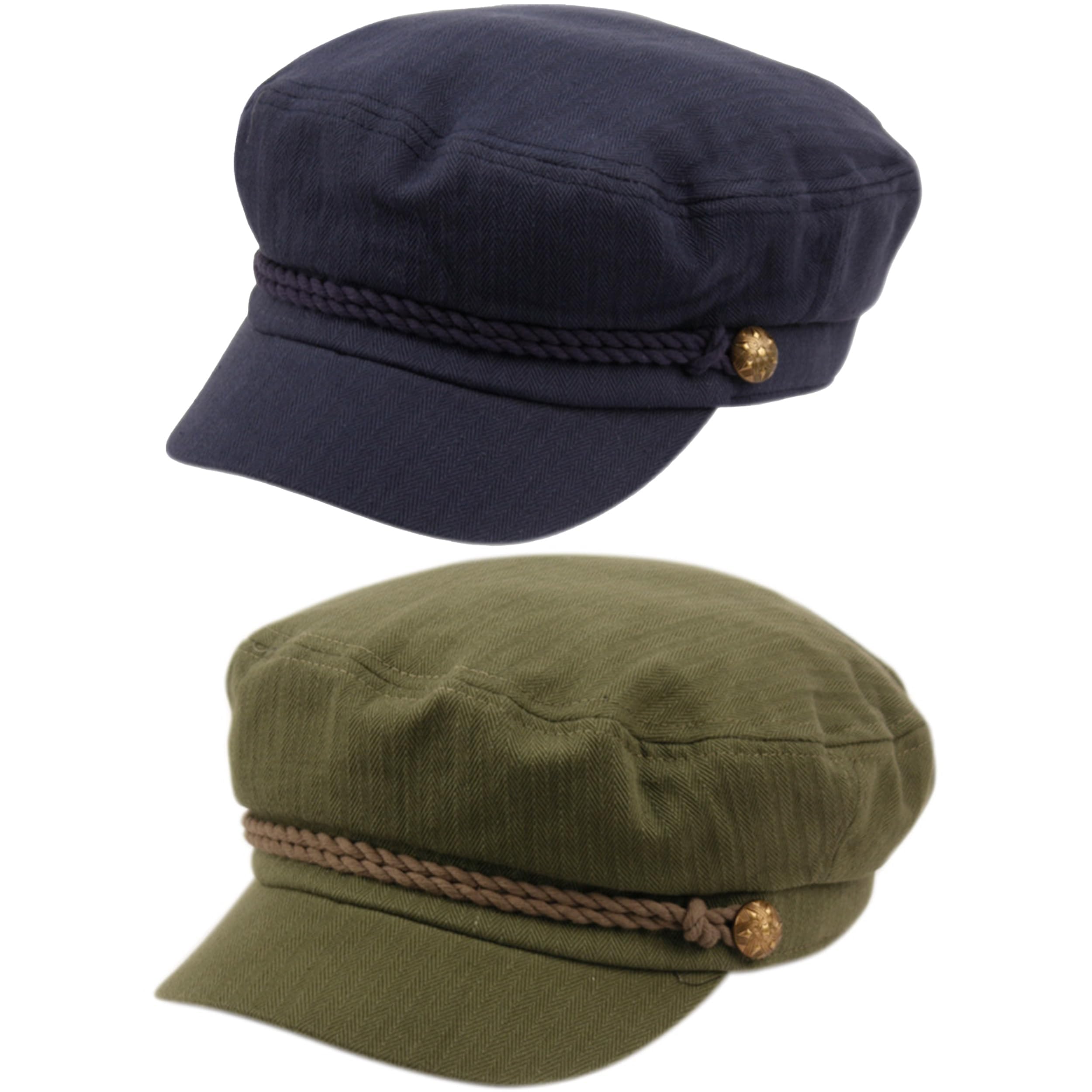 Funky Junque Greek Fisherman Newsboy Cap, Cotton Captains Bakerboy Hat