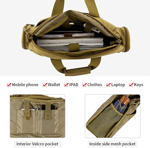 Miniatura 4 de CamGo Tactical Briefcase 14 inch Laptop Messenger Bag Military Style Shoulder Bag Handbag for Men