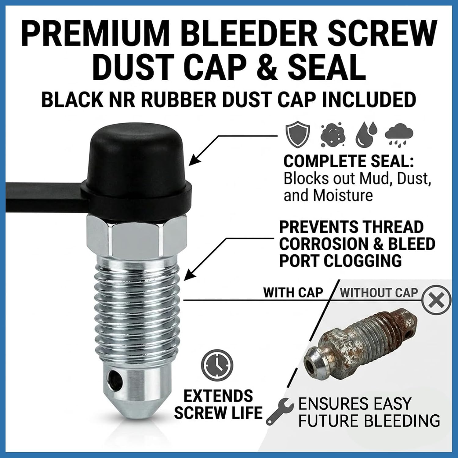 2PCS 3/8-24 x 1-3/16 Brake Bleeder Screws with Grease Fitting Caps, Speed Bleeders Replacement, Brake Bleeder Valve Kit, Caliper Bleed Fittings for Hydraulic Systems, Cars Trucks Motorcycles