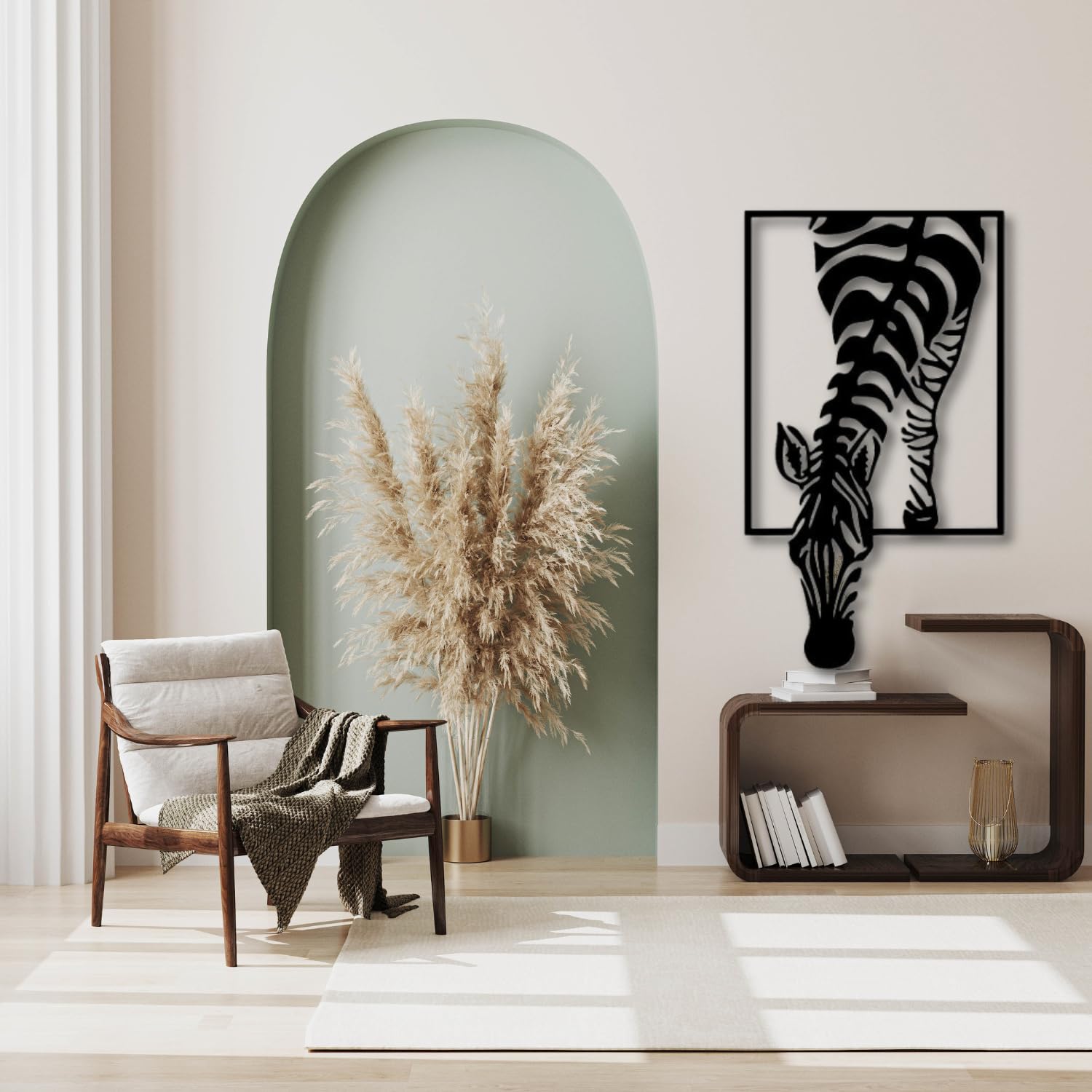 Cuadro de Madera con Silueta de Cebra en Relieve 3D- Decoración de Pared Moderna y Original - Arte Minimalista para hogar u Oficina