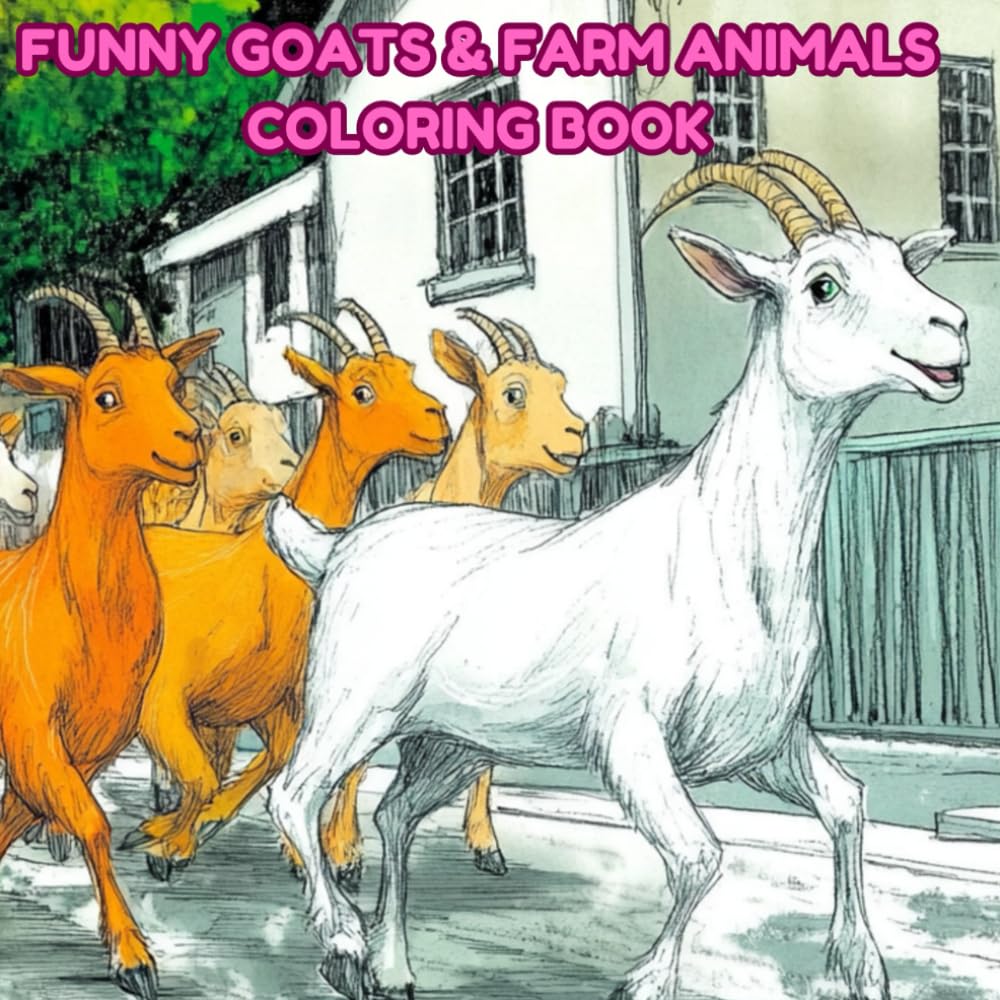 Funny Goats & Farm Animals Coloring Book