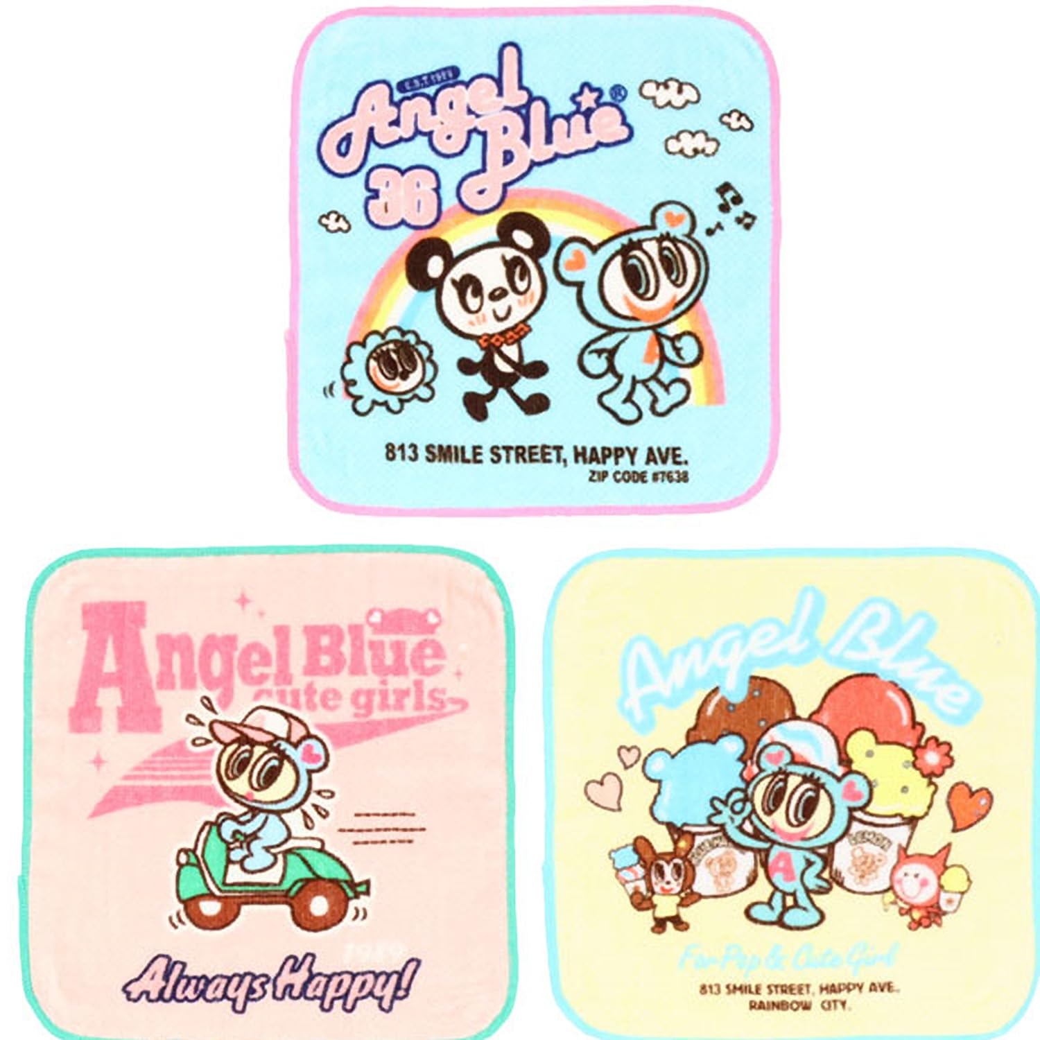Amazon.co.jp: ミニタオル 3枚組 ANGEL BLUEから入園入学アイテム
