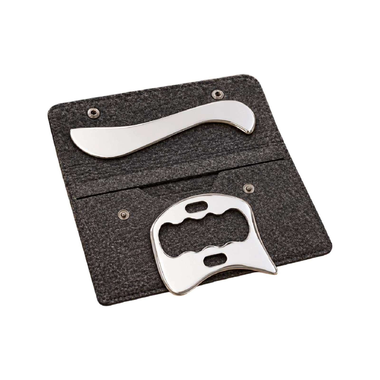 rockible 2 Piezas Piedra Gua Sha Acero Inoxidable Gua Sha Multifuncional Herramienta Gua Piedra Gua Sha Bolsa Almacenamiento Reutilizable para Casa