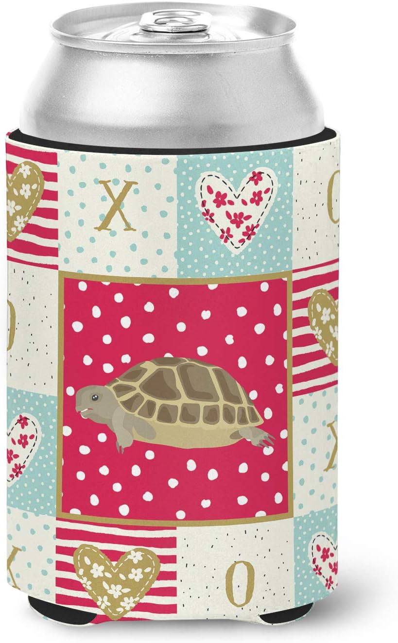 Caroline's Treasures CK5536CC Turtle Can or Bottle Hugger, Red Cooler Washable Drink Sleeve Collapsible Beverage Insulated Holder, Can Hugger, Multicolor