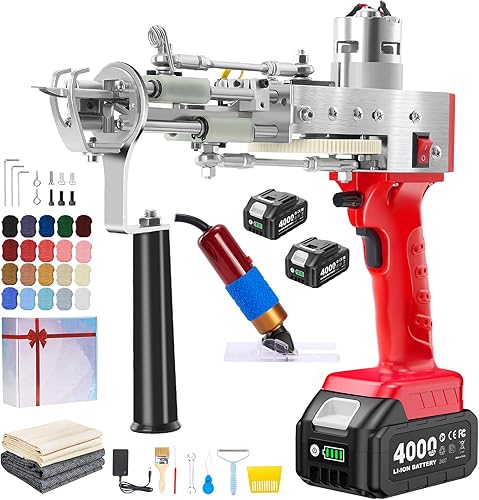 BESGEER 2025 - Kit de pistola de acolchonamiento de alfombra inalámbrica, kit de arranque de pistola de acolchonamiento con 2 baterías de 4.0 Ah,